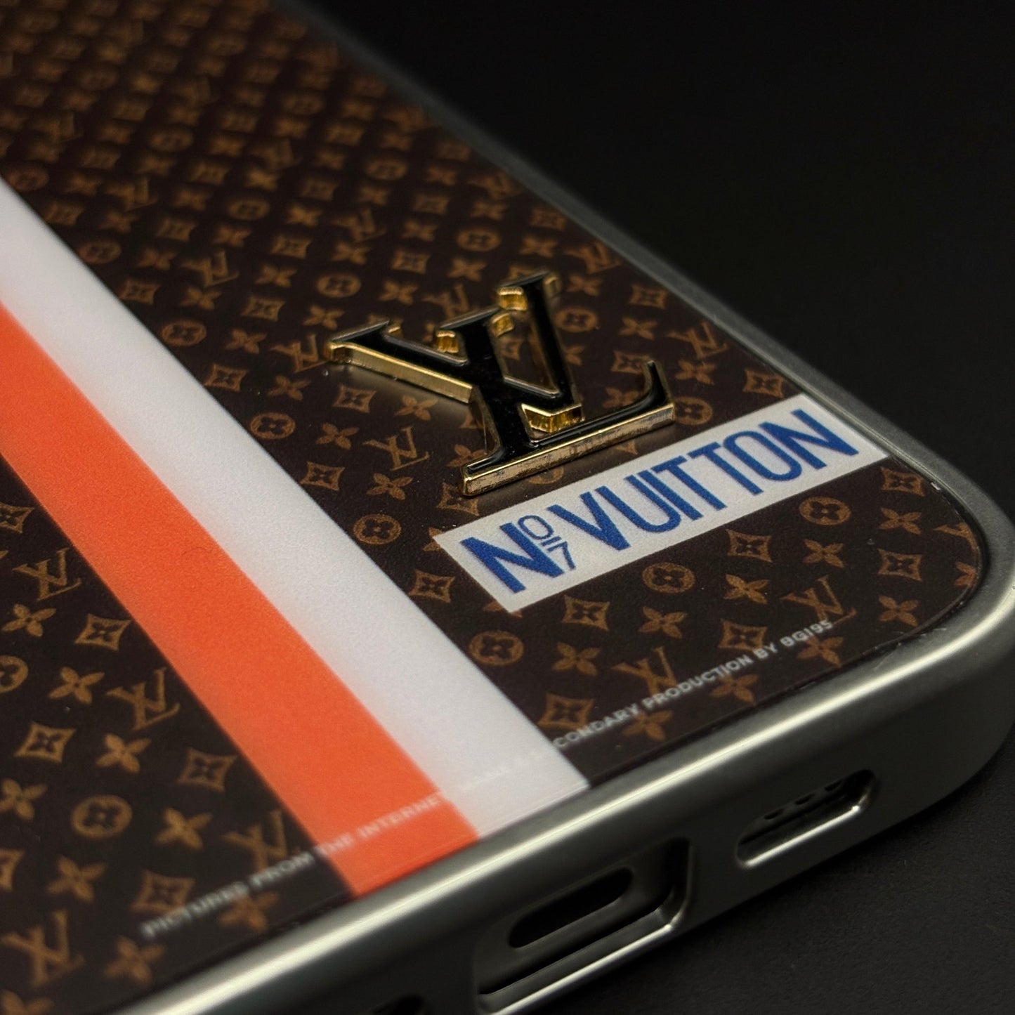 Luxury Fashion Stripe Monogram Metal Style Frame Case Cover for iPhone