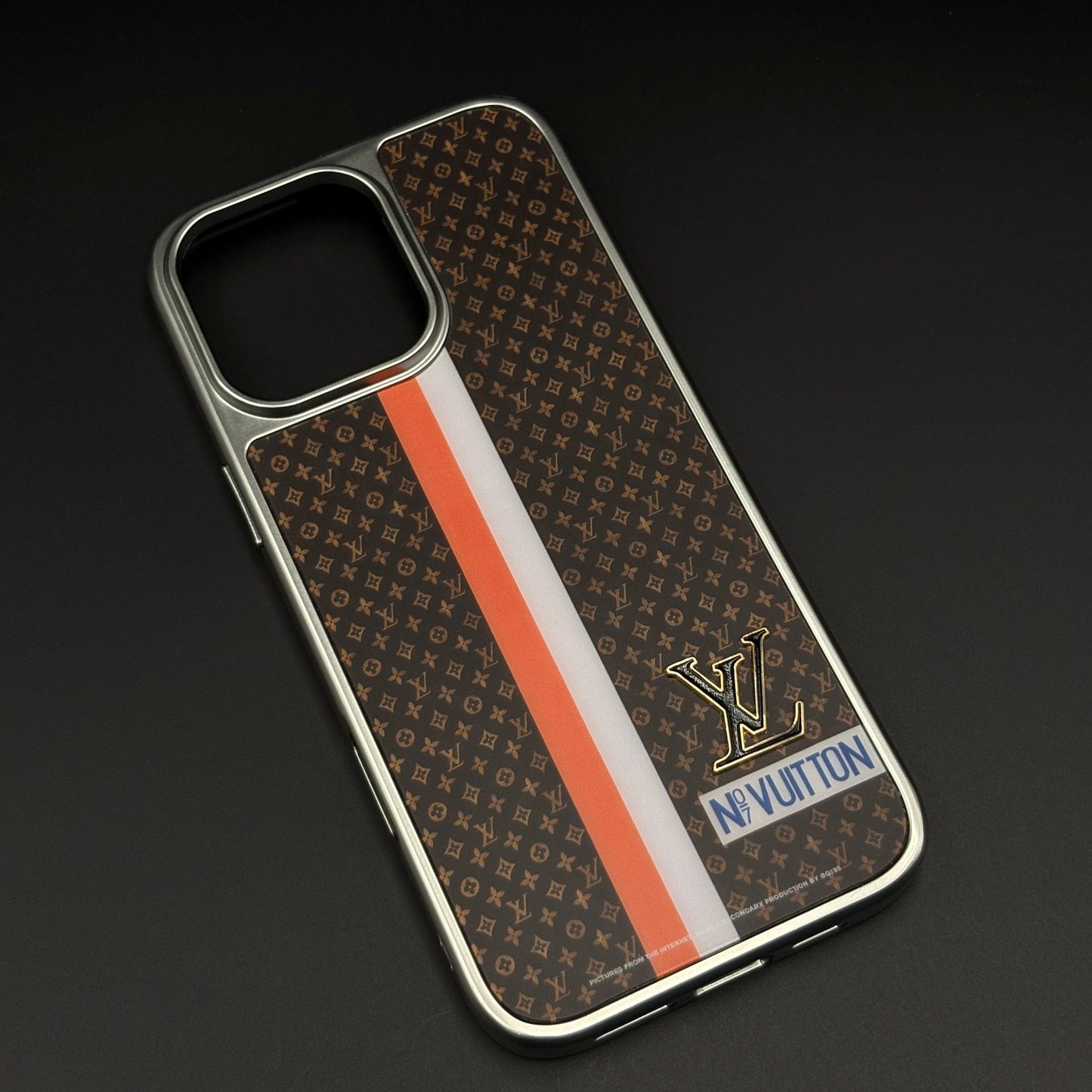 Luxury Fashion Stripe Monogram Metal Style Frame Case Cover for iPhone