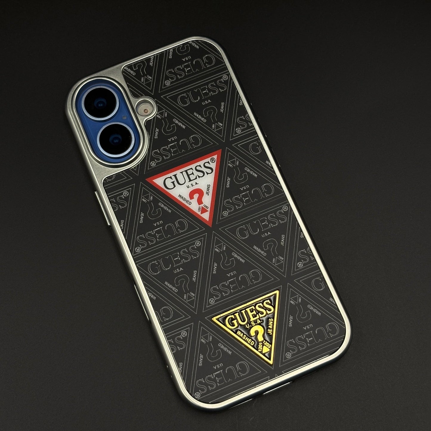 GS Fashion Brand Metal Style Frame Case Cover for iPhone 17