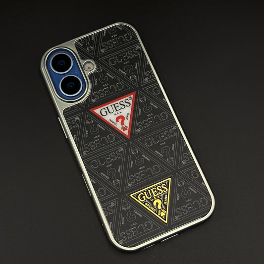 GS Fashion Brand Metal Style Frame Case Cover for iPhone 17