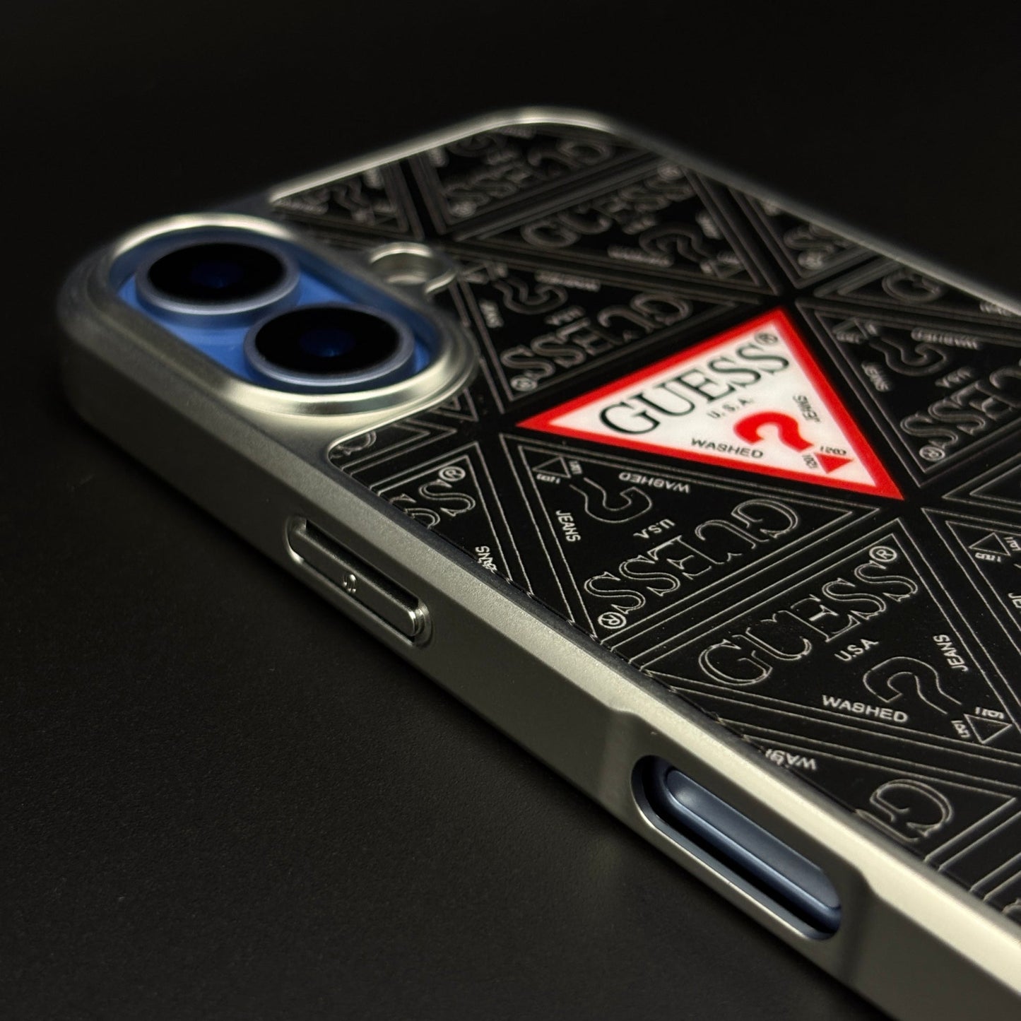 GS Fashion Brand Metal Style Frame Case Cover for iPhone 17