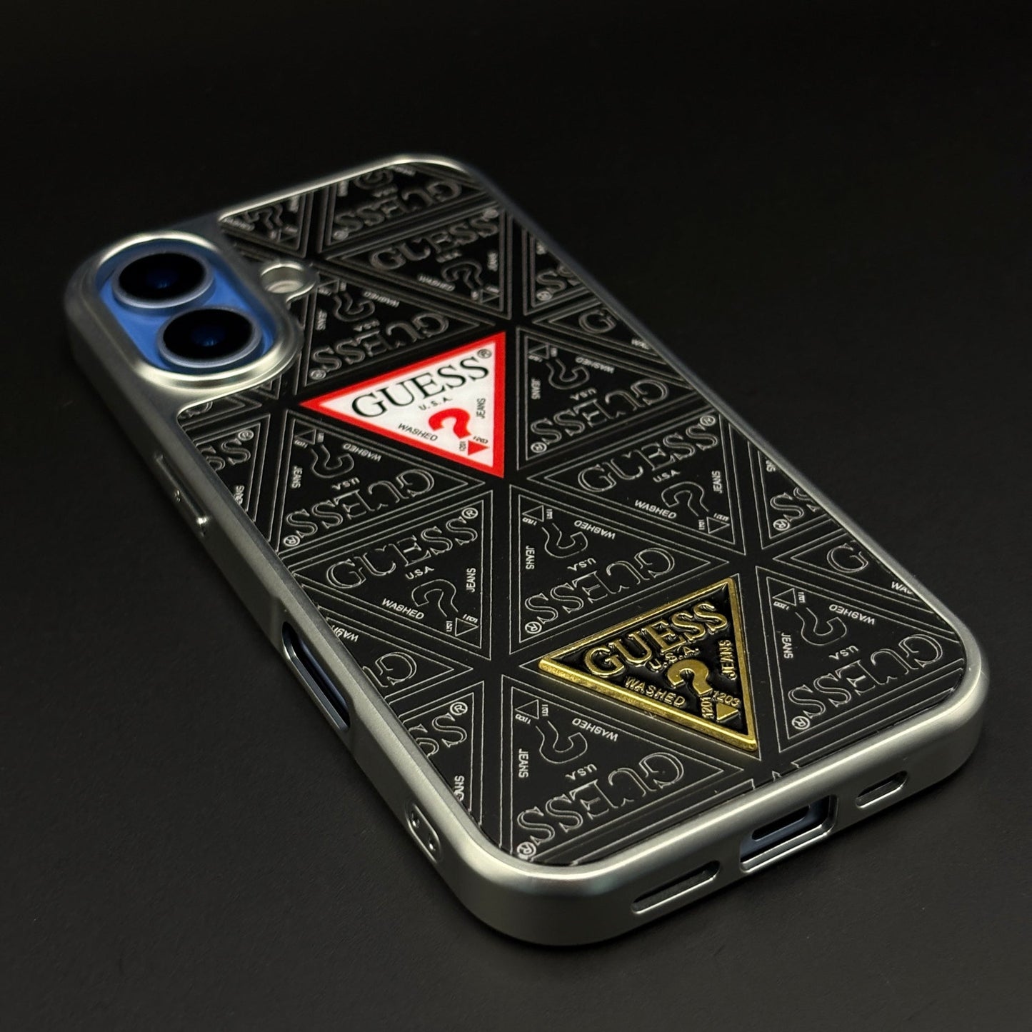 GS Fashion Brand Metal Style Frame Case Cover for iPhone 17