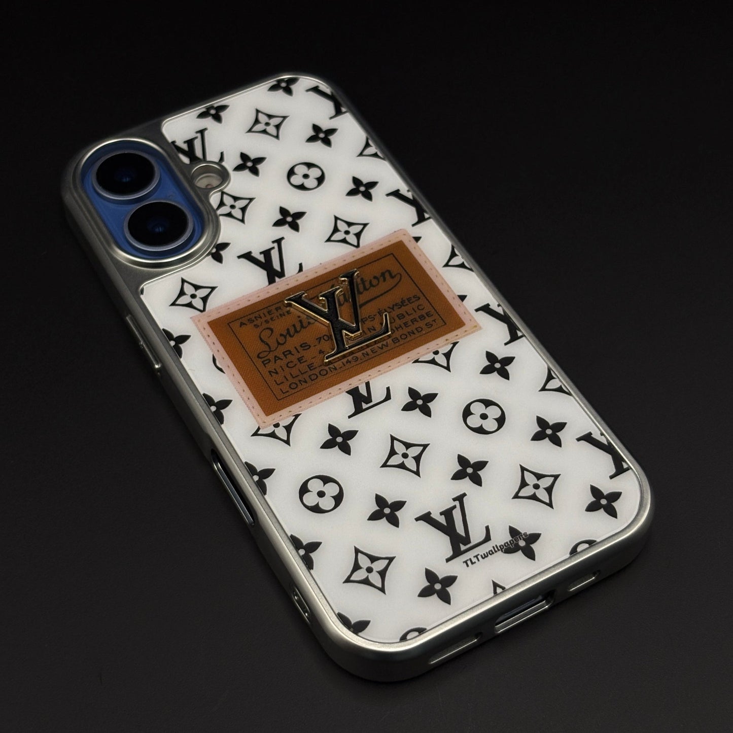 Luxury Fashion Brand Monogram Metal Style Frame Case Cover for iPhone 17