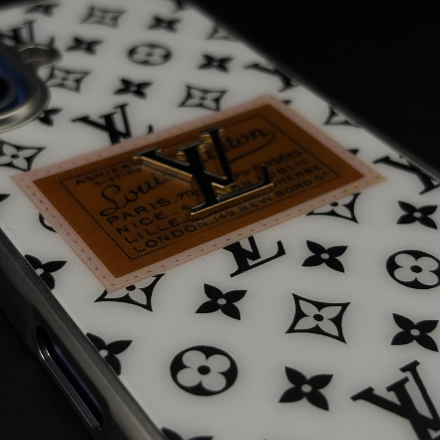 Luxury Fashion Brand Monogram Metal Style Frame Case Cover for iPhone 17