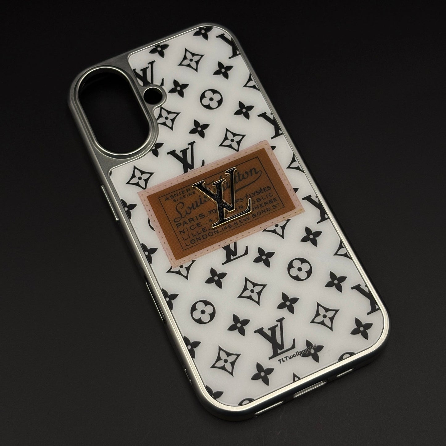 Luxury Fashion Brand Monogram Metal Style Frame Case Cover for iPhone 17
