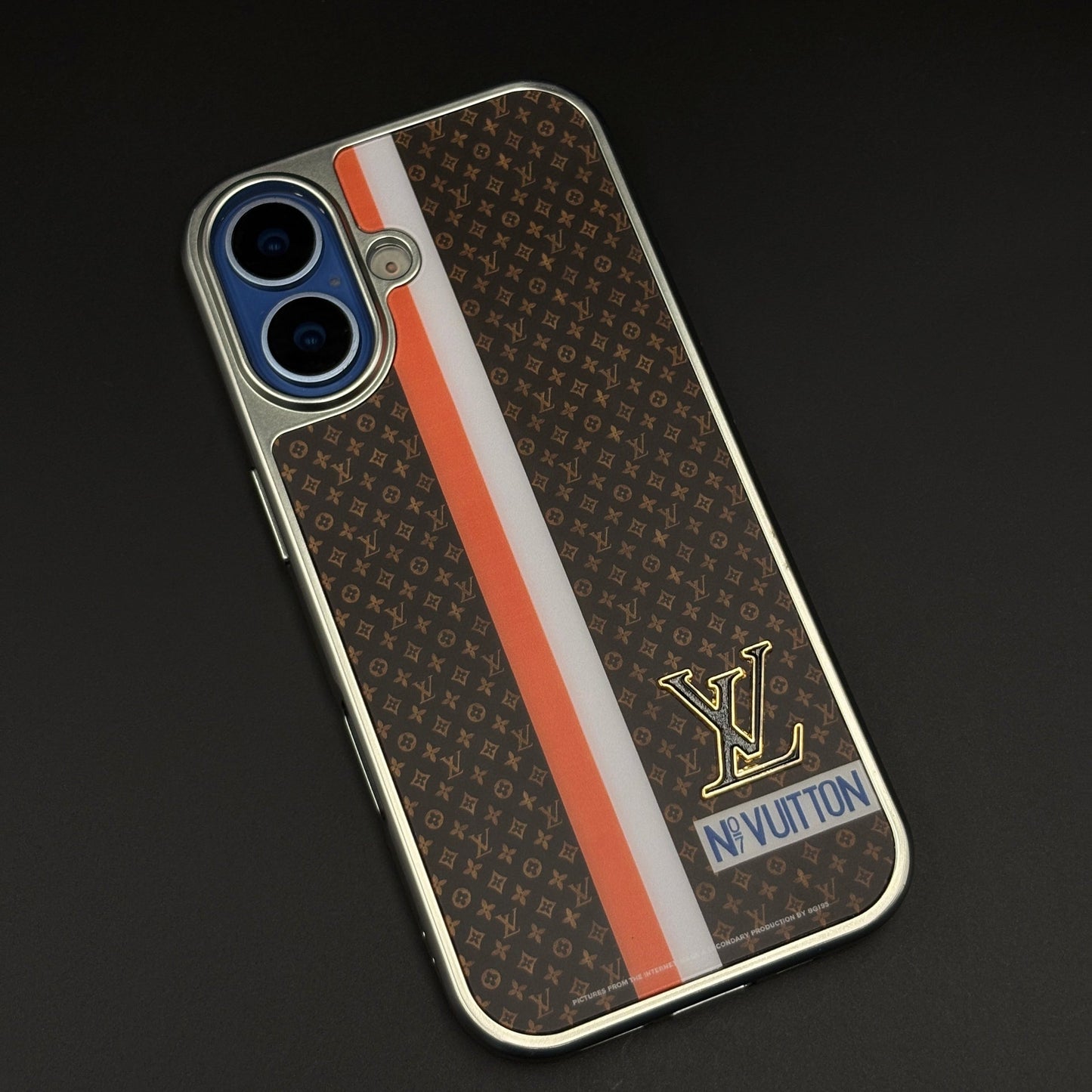 Luxury Fashion Stripe Monogram Metal Style Frame Case Cover for iPhone 17
