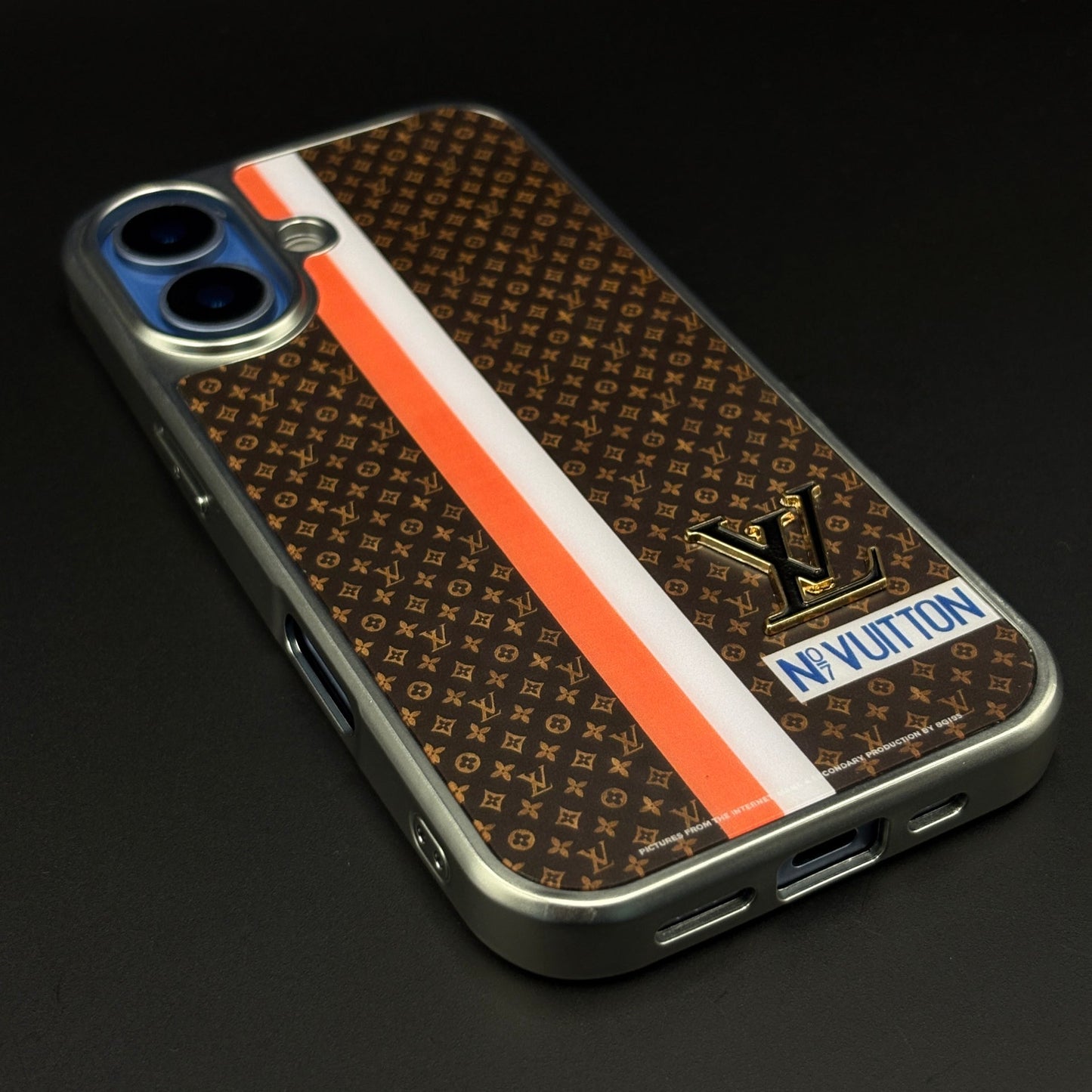 Luxury Fashion Stripe Monogram Metal Style Frame Case Cover for iPhone 17