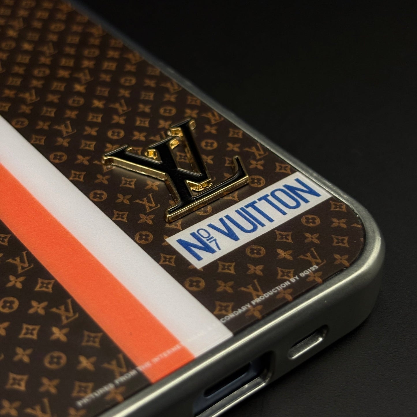 Luxury Fashion Stripe Monogram Metal Style Frame Case Cover for iPhone 17