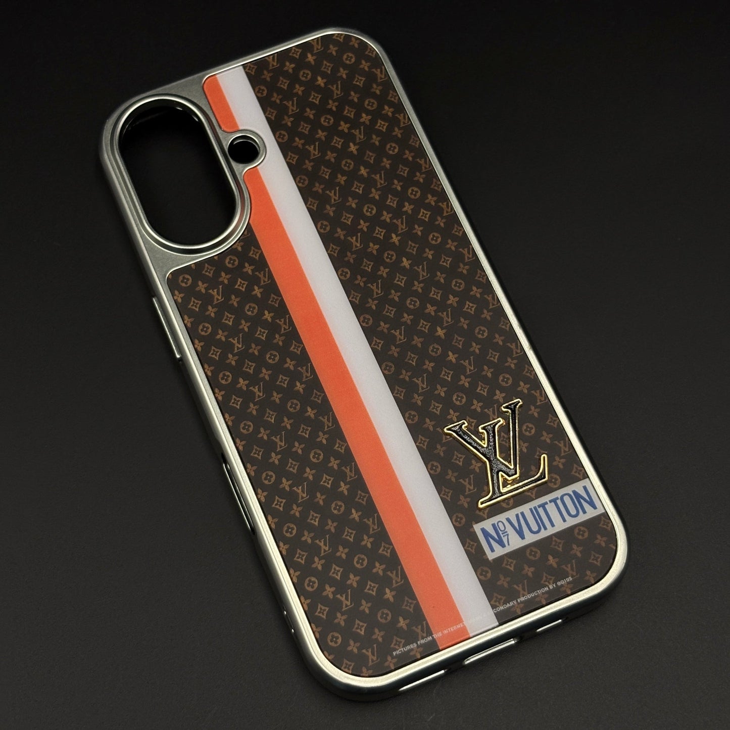 Luxury Fashion Stripe Monogram Metal Style Frame Case Cover for iPhone 17