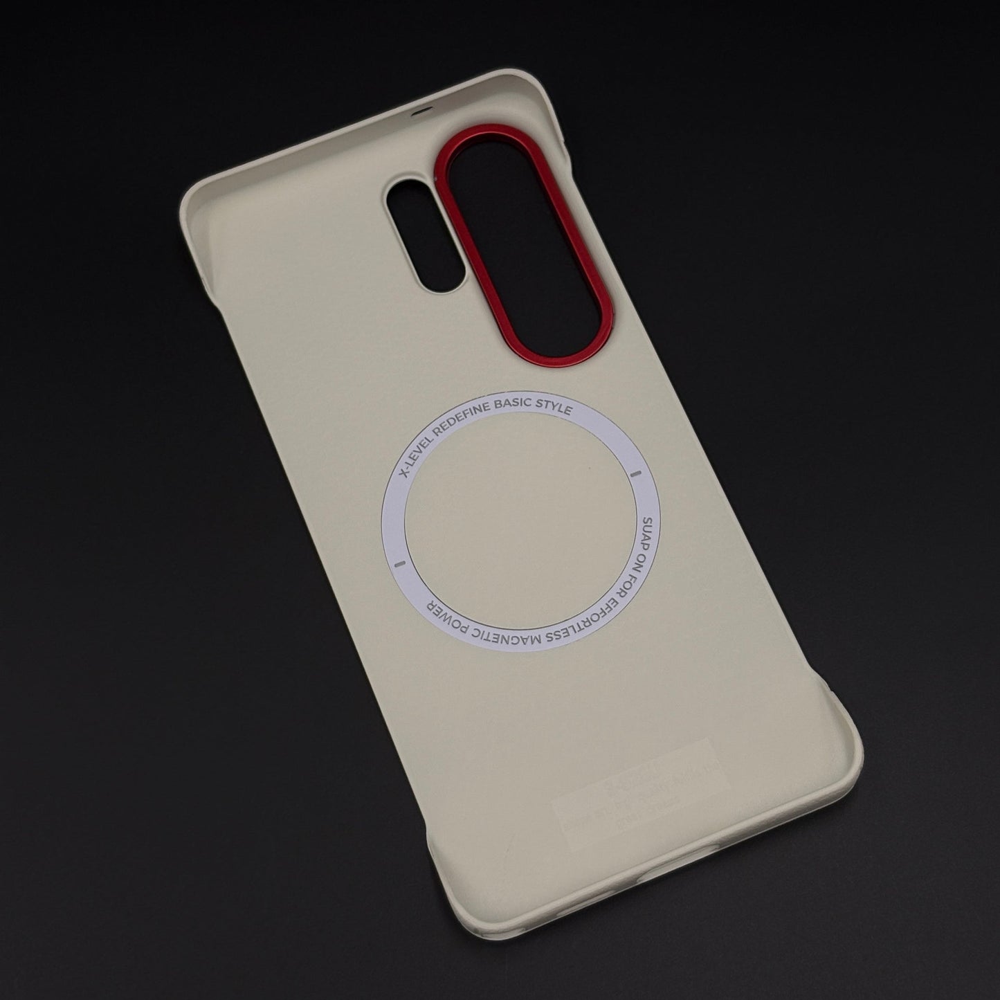 Frameless Dual Tone Bezel Leather Hidden MagSafe Case for Samsung Galaxy S26 Ultra