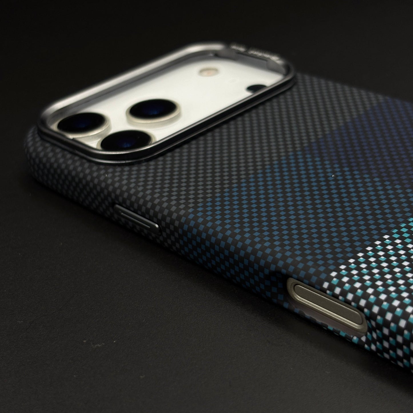 Blue Block Aramid Phone Case Cover with Hidden MagSafe for iPhone 17 Series | Carbon Fibre Feel