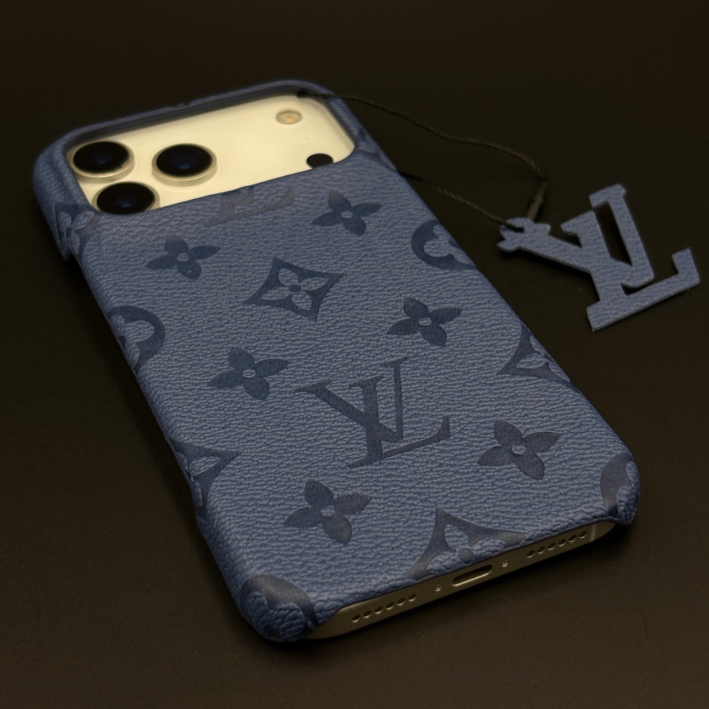 Luxury Branded Monogram Blue Mobile Case Cover for iPhone 17 Series | Embossed Logo | Designer inspired