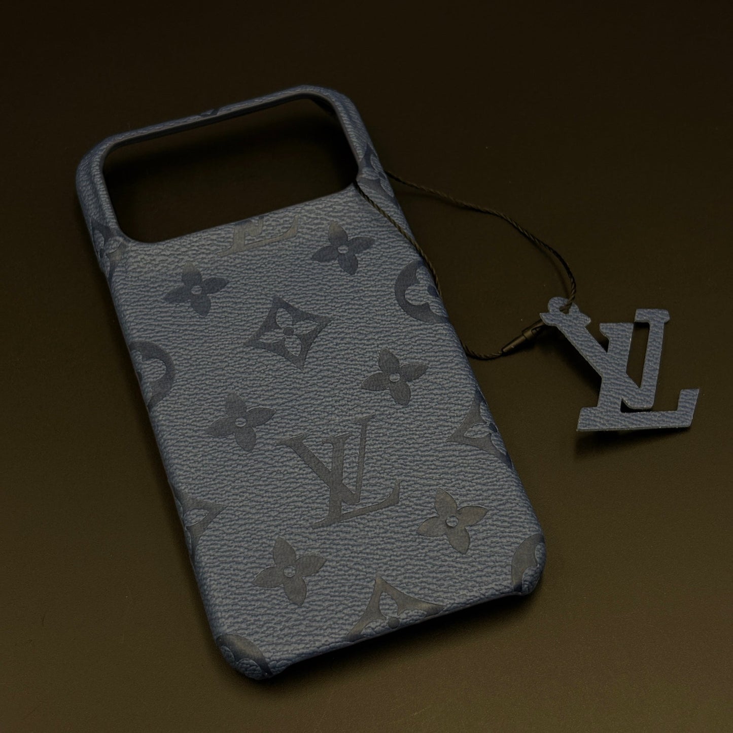 Luxury Branded Monogram Blue Mobile Case Cover for iPhone 17 Series | Embossed Logo | Designer inspired