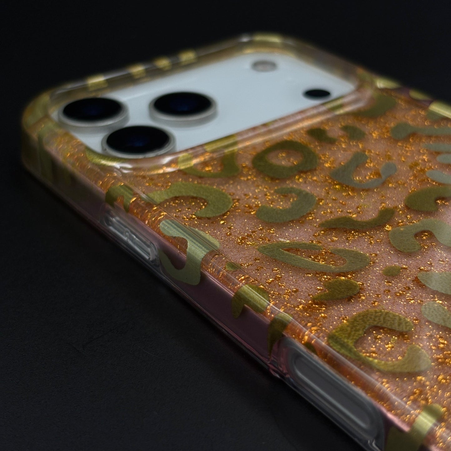 Golden Glitter Leopard Protective Mobile Case Cover for iPhone 17 Series