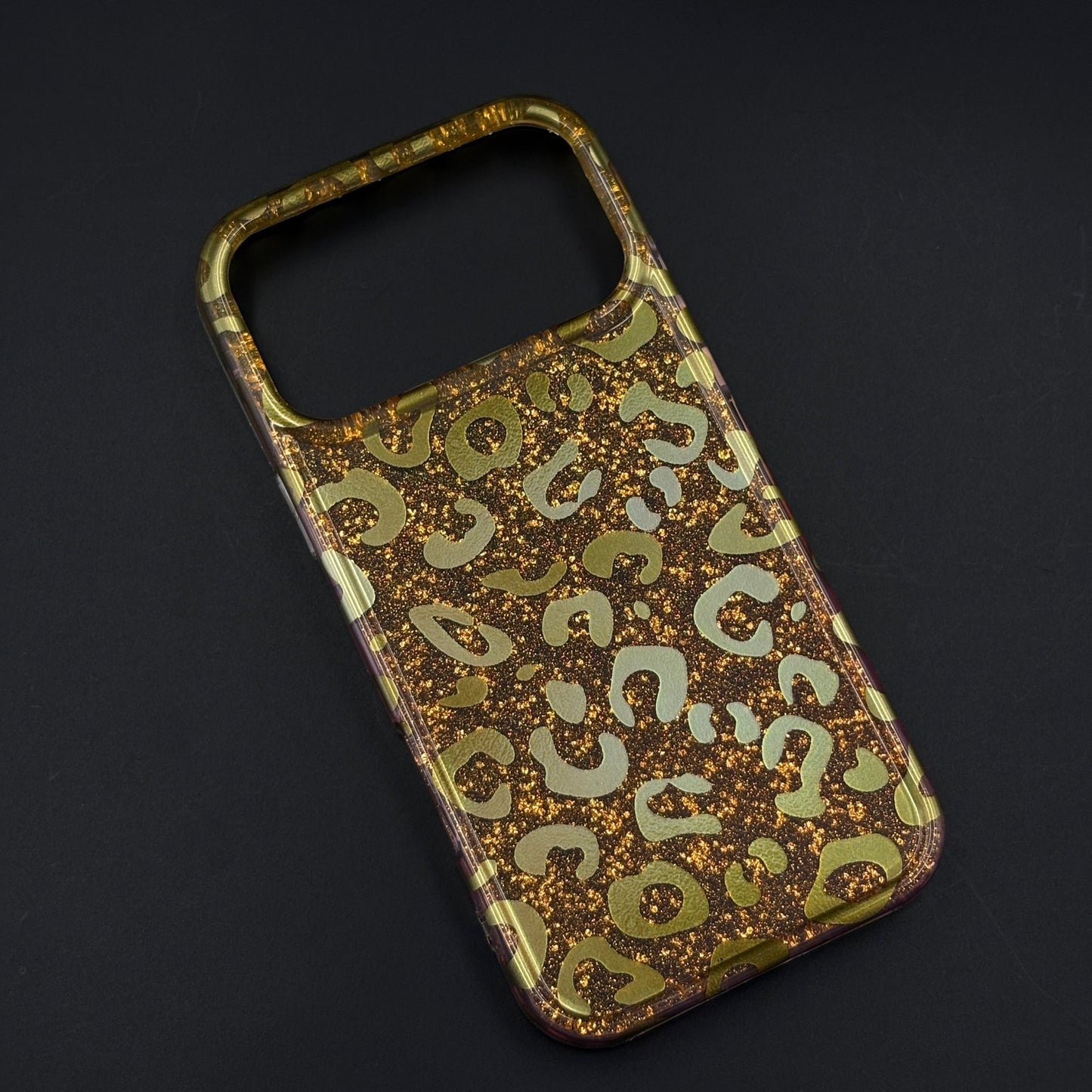 Golden Glitter Leopard Protective Mobile Case Cover for iPhone 17 Series
