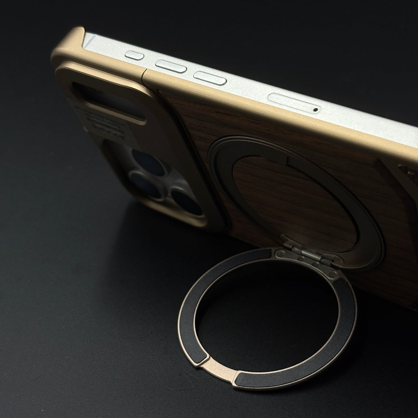 Croc & Wood Pattern Rotating MagSafe Phone Case Cover for iPhone 17 Series | Metal Stand