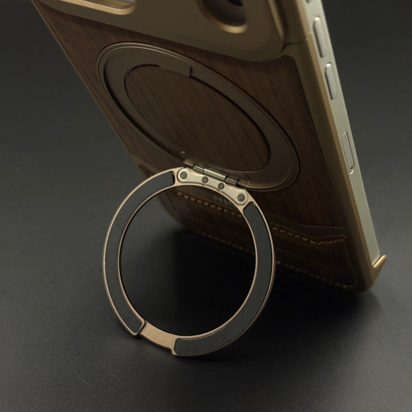 Croc & Wood Pattern Rotating MagSafe Phone Case Cover for iPhone 17 Series | Metal Stand