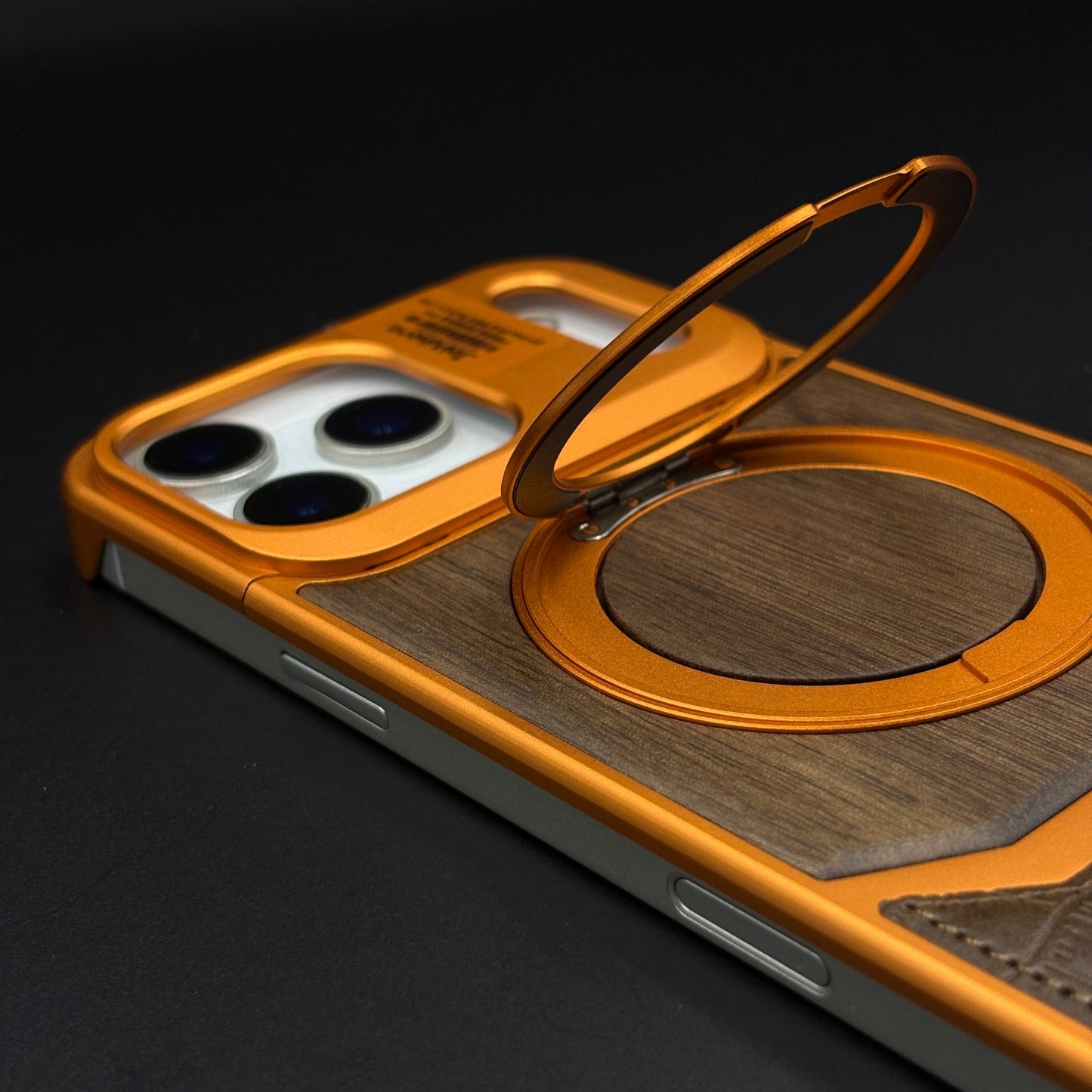 Croc & Wood Pattern Rotating MagSafe Phone Case Cover for iPhone 17 Series | Metal Stand