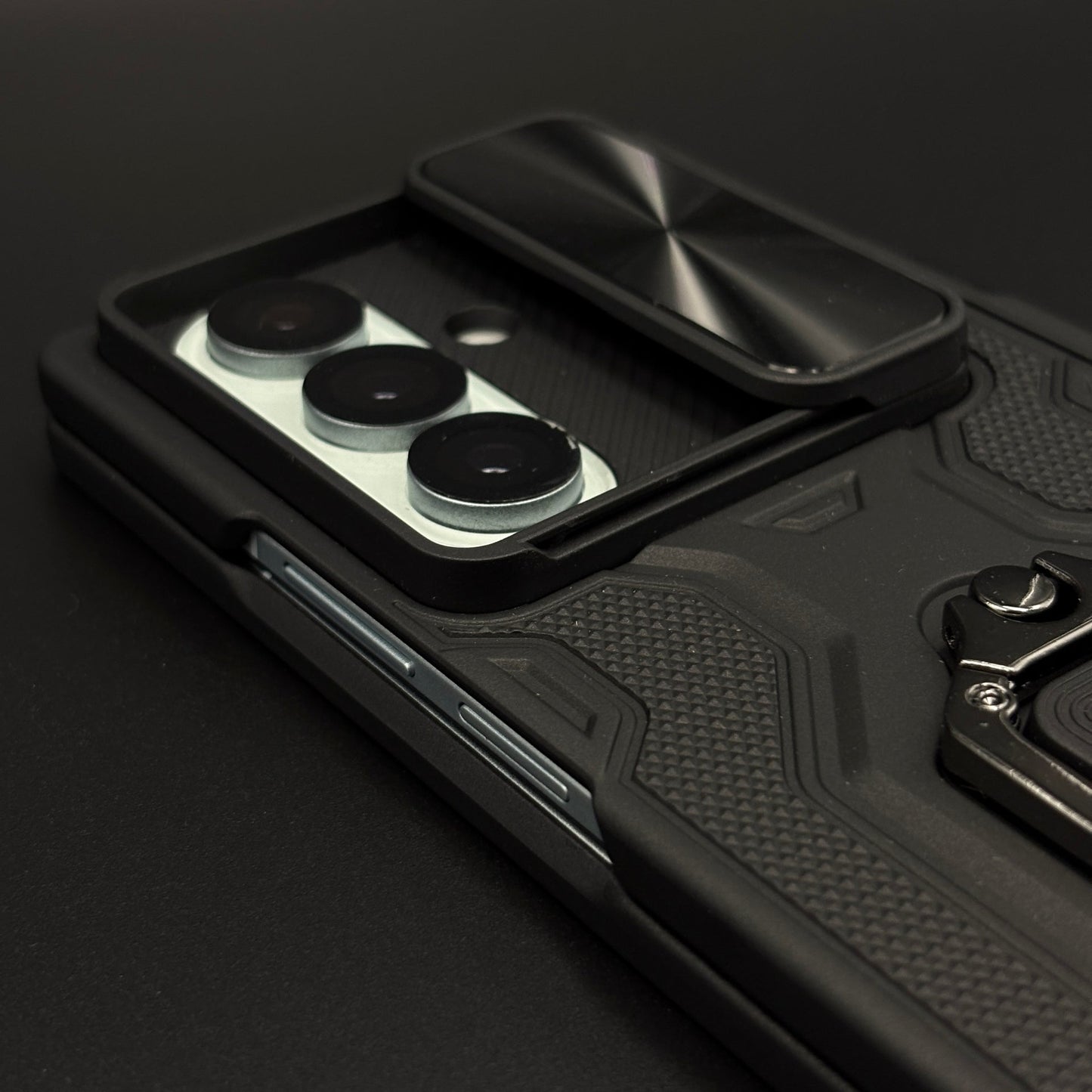 Rugged Armor Ring Stand Case Cover with Camera Slider & Stylus Pen for Samsung Galaxy Z Fold 7