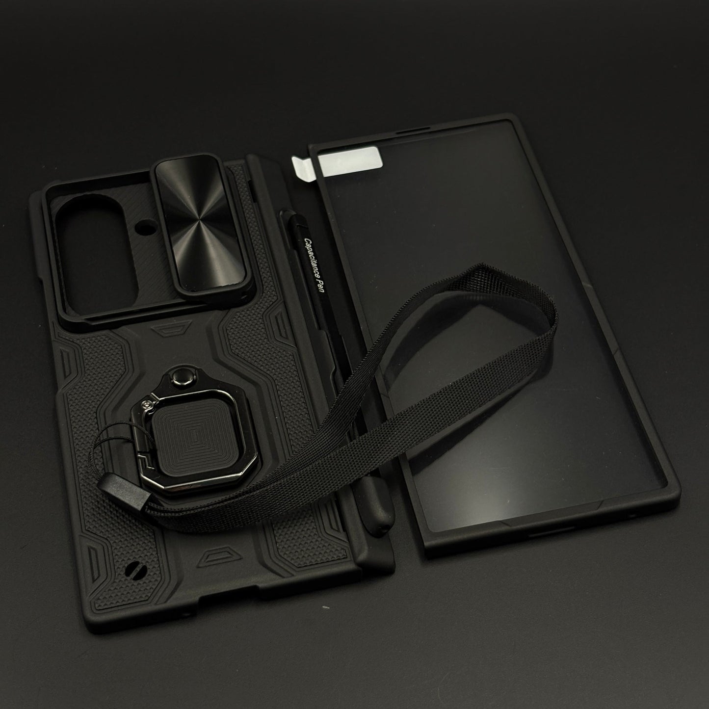 Rugged Armor Ring Stand Case Cover with Camera Slider & Stylus Pen for Samsung Galaxy Z Fold 7