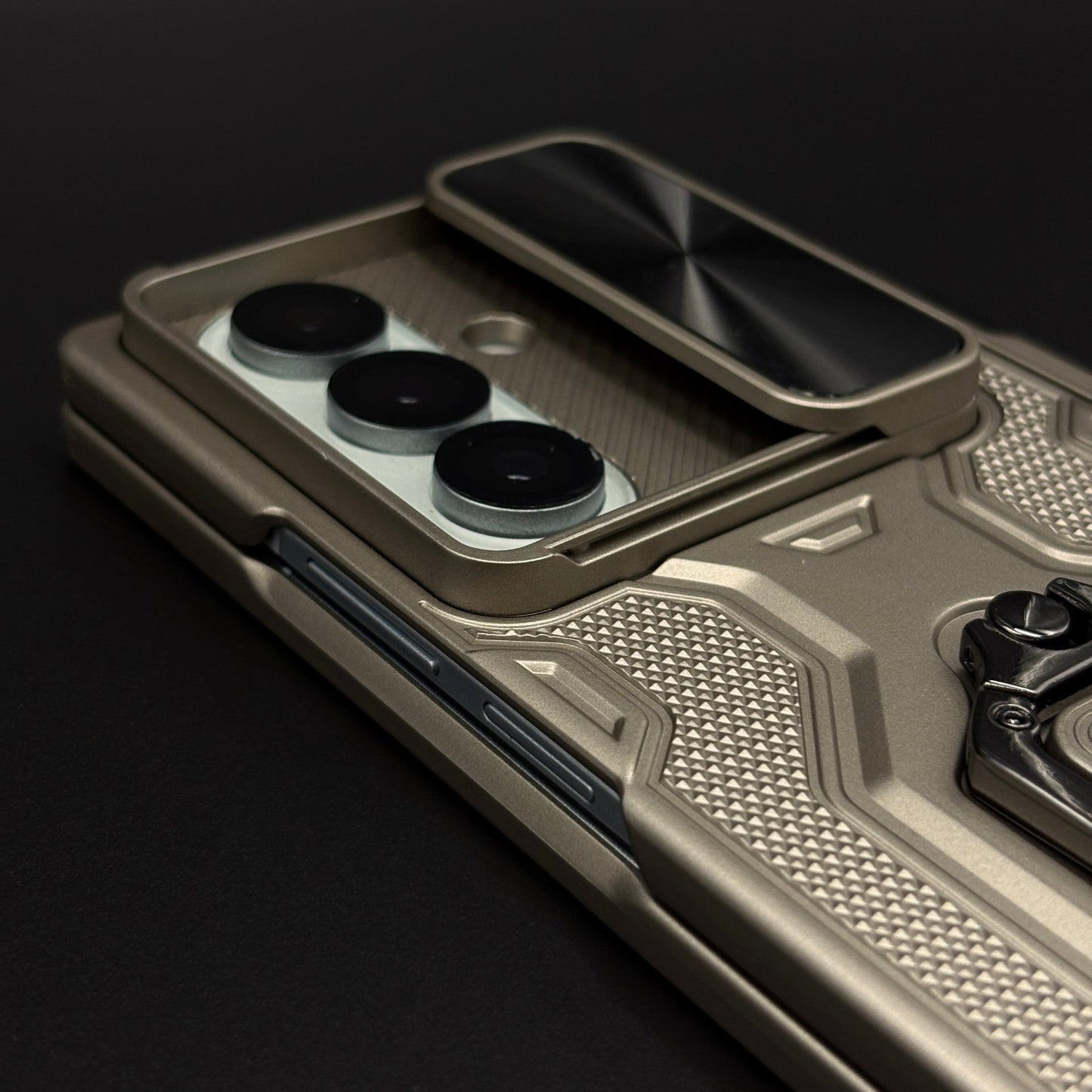 Rugged Armor Ring Stand Case Cover with Camera Slider & Stylus Pen for Samsung Galaxy Z Fold 7