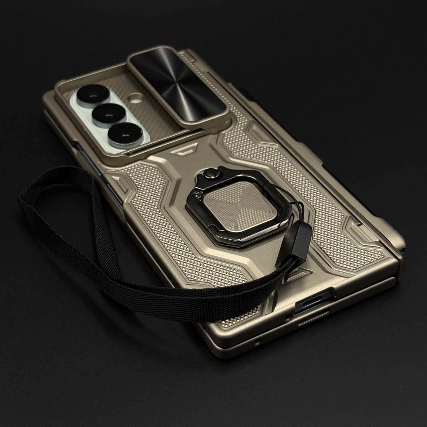Rugged Armor Ring Stand Case Cover with Camera Slider & Stylus Pen for Samsung Galaxy Z Fold 7