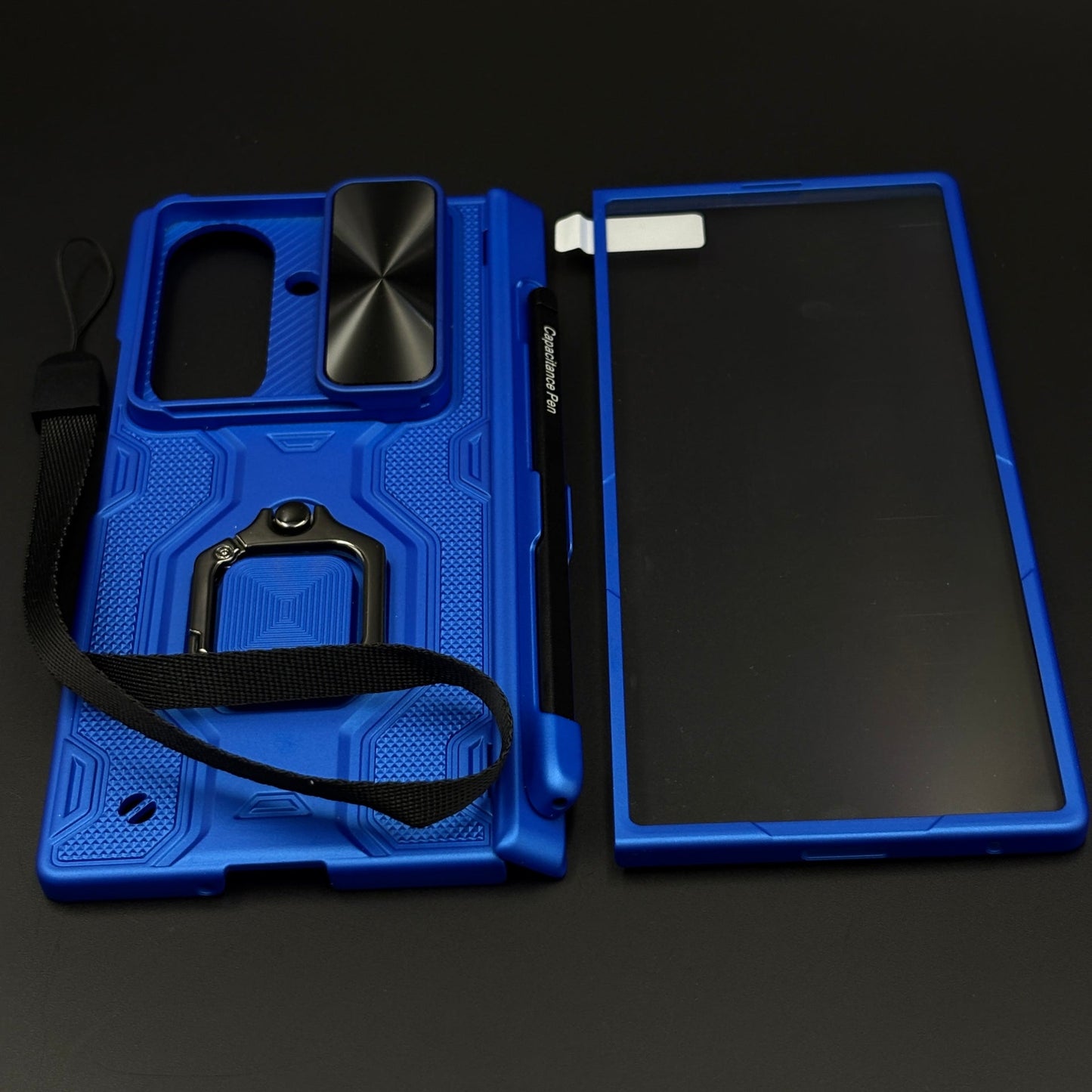 Rugged Armor Ring Stand Case Cover with Camera Slider & Stylus Pen for Samsung Galaxy Z Fold 7