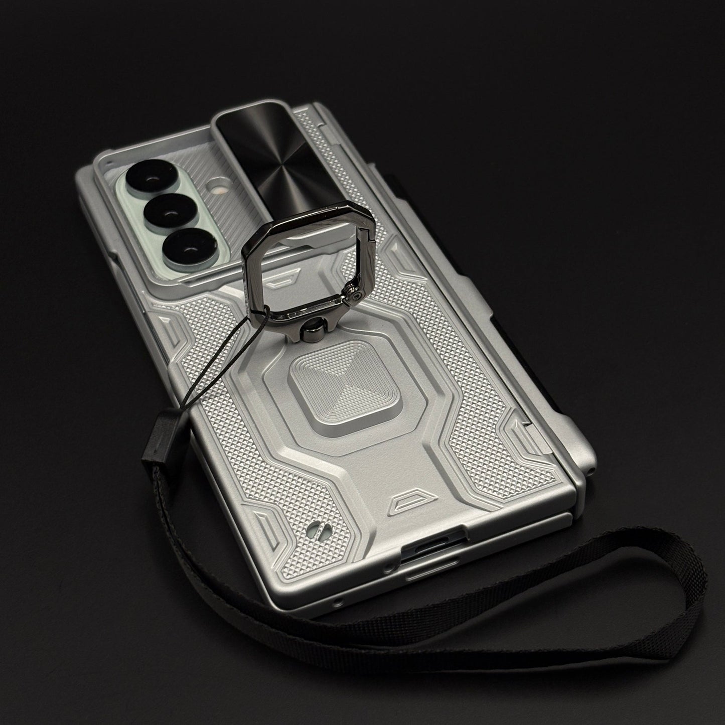 Rugged Armor Ring Stand Case Cover with Camera Slider & Stylus Pen for Samsung Galaxy Z Fold 7