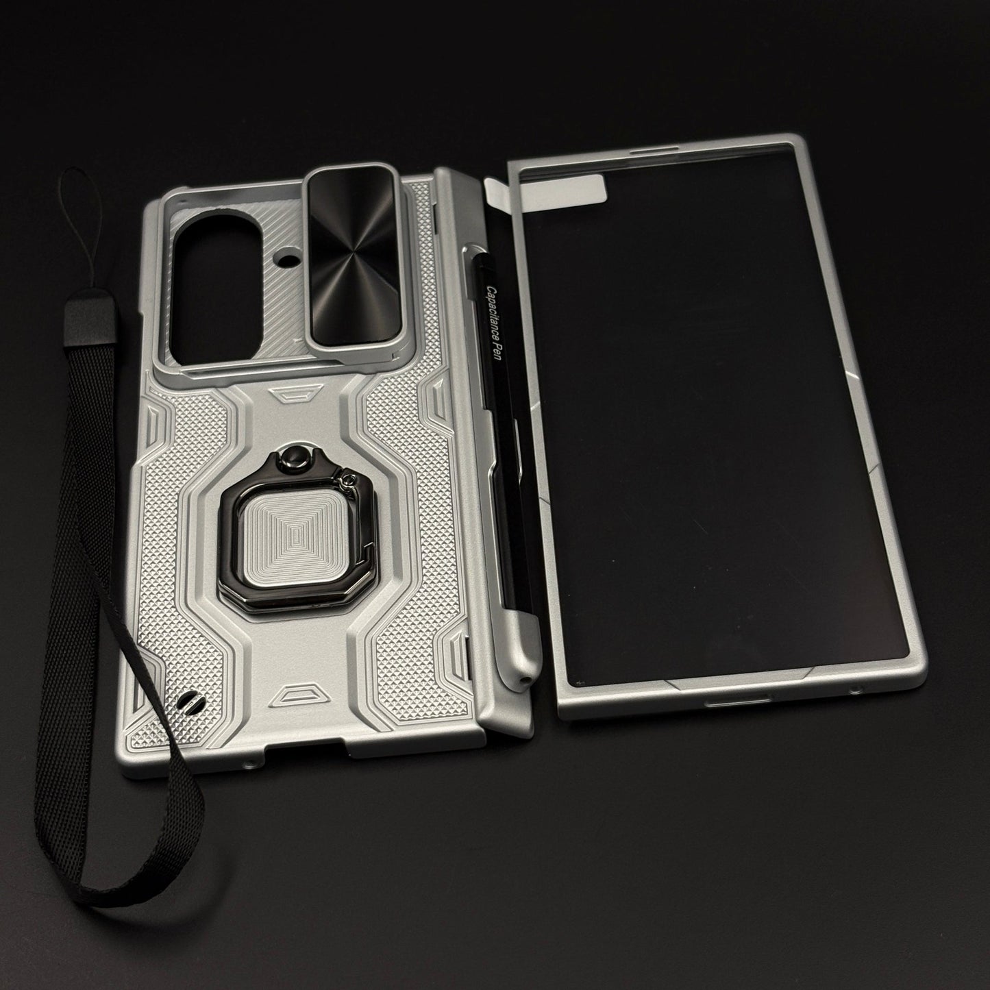 Rugged Armor Ring Stand Case Cover with Camera Slider & Stylus Pen for Samsung Galaxy Z Fold 7