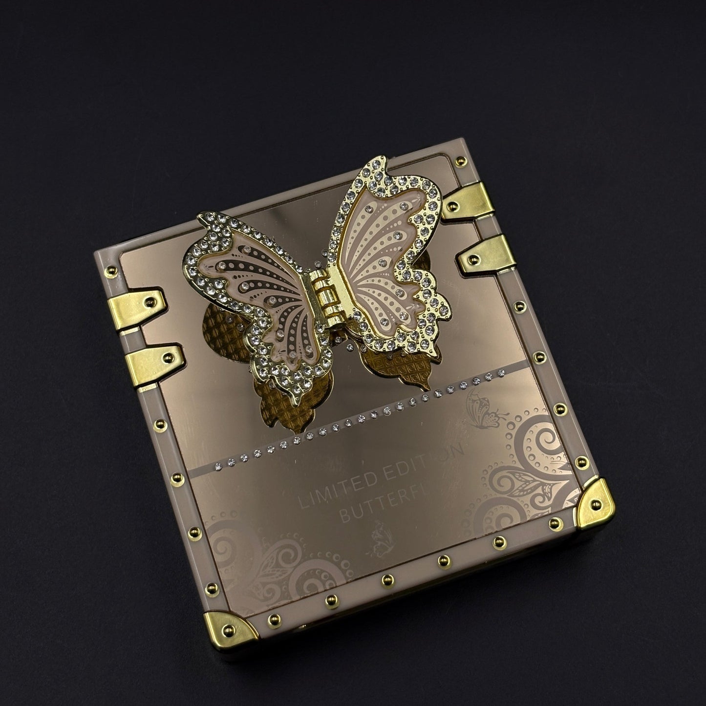 Luxury Butterfly Trunk Case for Samsung Galaxy Z Flip 7 | Gold Mirror Finish | Diamond Butterfly