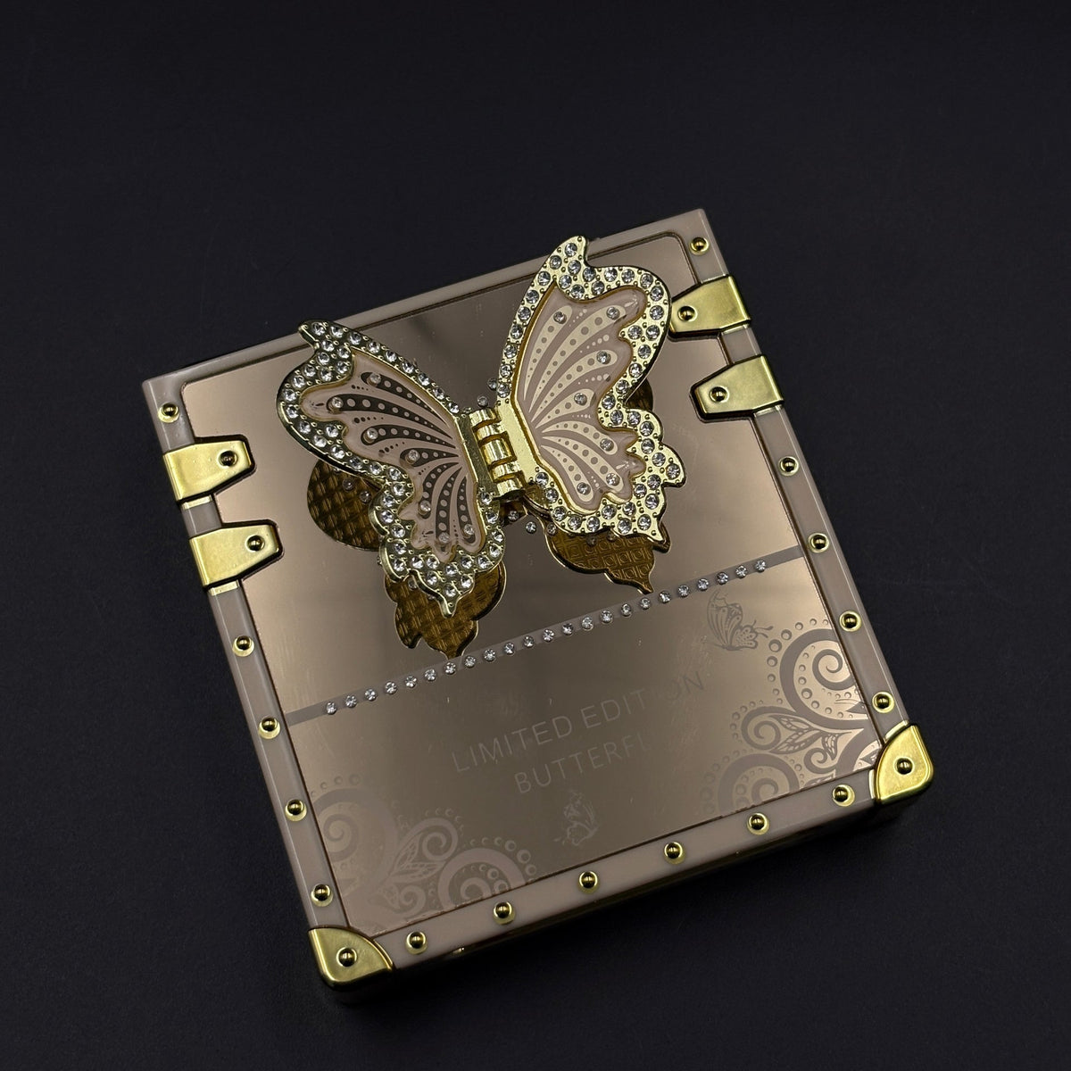 Luxury Butterfly Trunk Case for Samsung Galaxy Z Flip 7 | Gold Mirror Finish | Diamond Butterfly