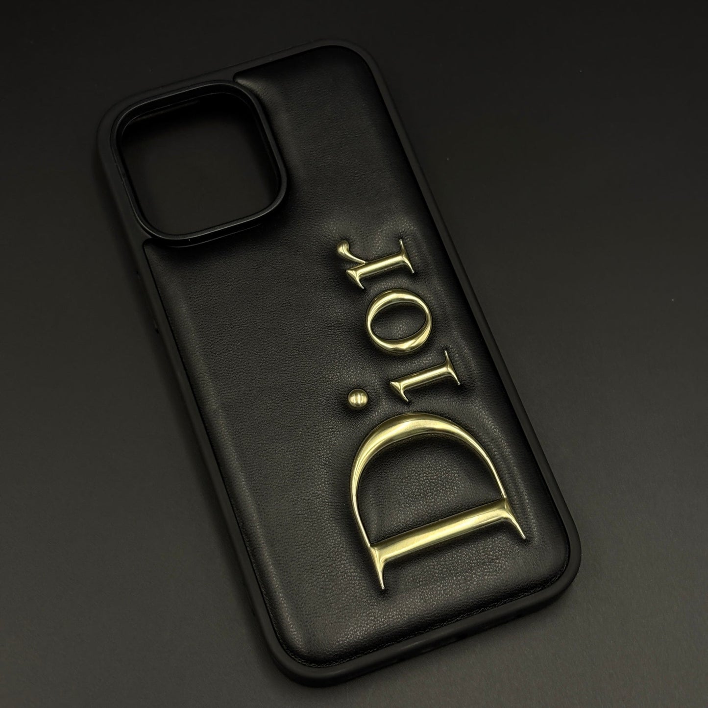 Luxury Brand Puffer Leather Case for iPhone with 3D Gold Name Design