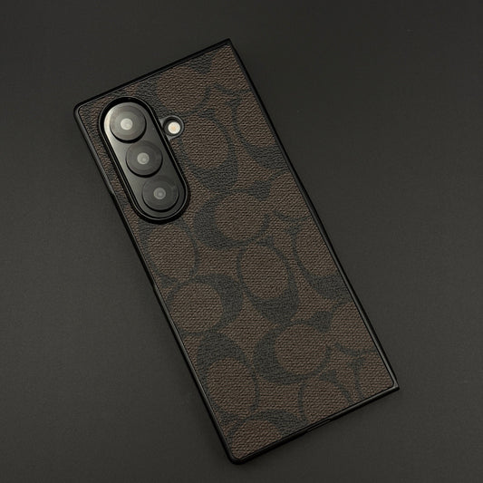 Samsung Galaxy Z Fold 7 Luxury Brand Pattern CC PU Leather Case Cover
