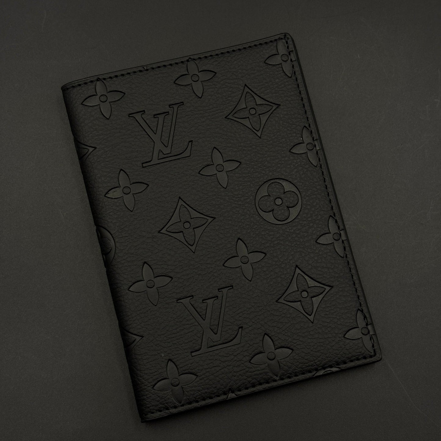 Luxury Black Embossed Passport Case Cover with Card Slots for Travel with Box
