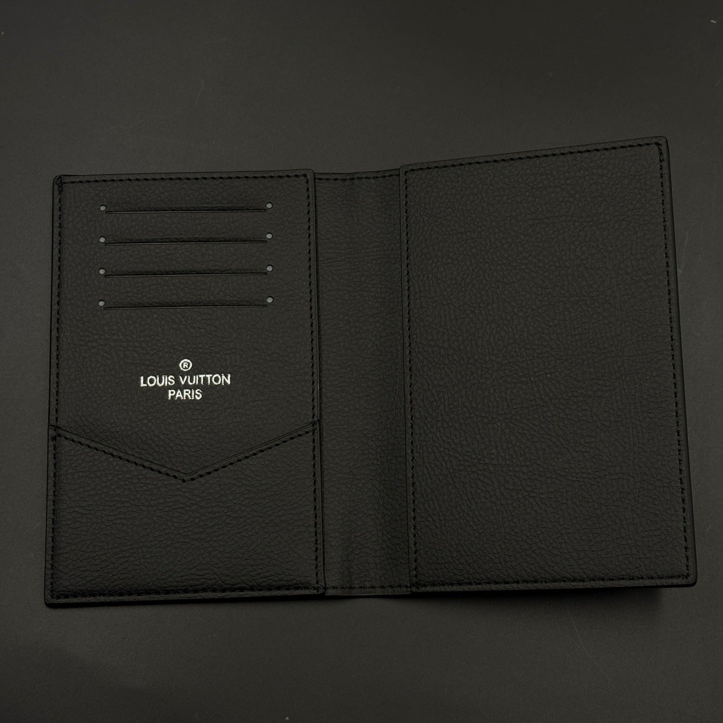 Luxury Black Embossed Passport Case Cover with Card Slots for Travel with Box