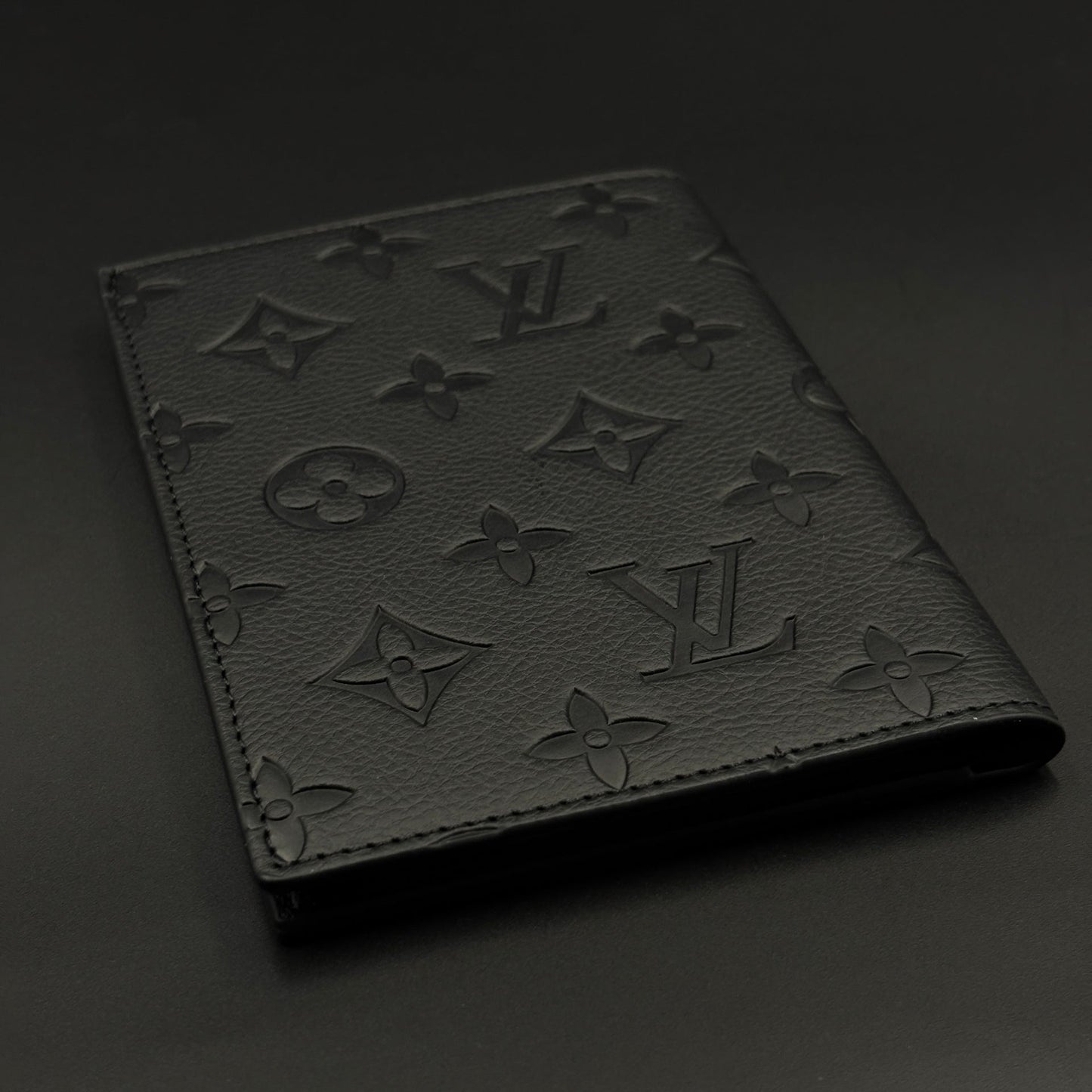 Luxury Black Embossed Passport Case Cover with Card Slots for Travel with Box