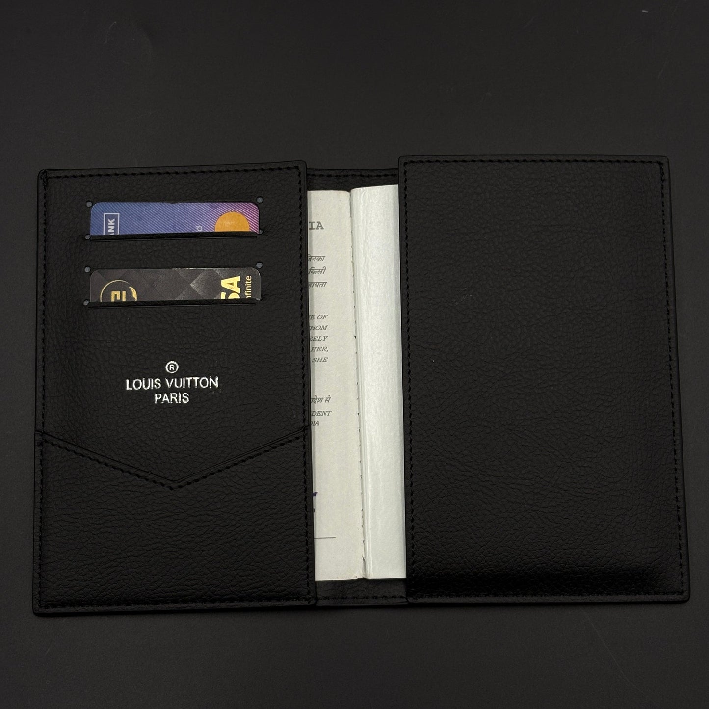 Luxury Black Embossed Passport Case Cover with Card Slots for Travel with Box