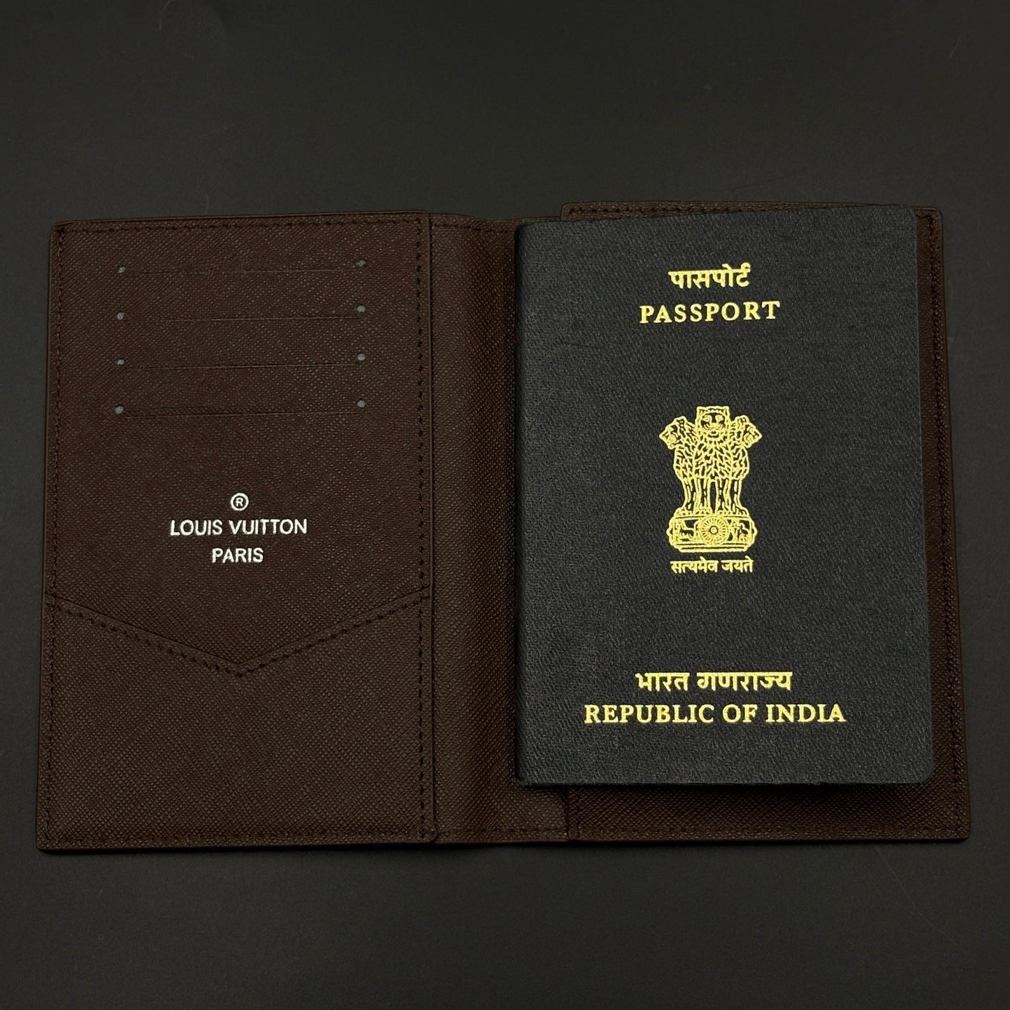 Luxury Brown Monogram Passport Holder Case with Slim Travel Cover with Box
