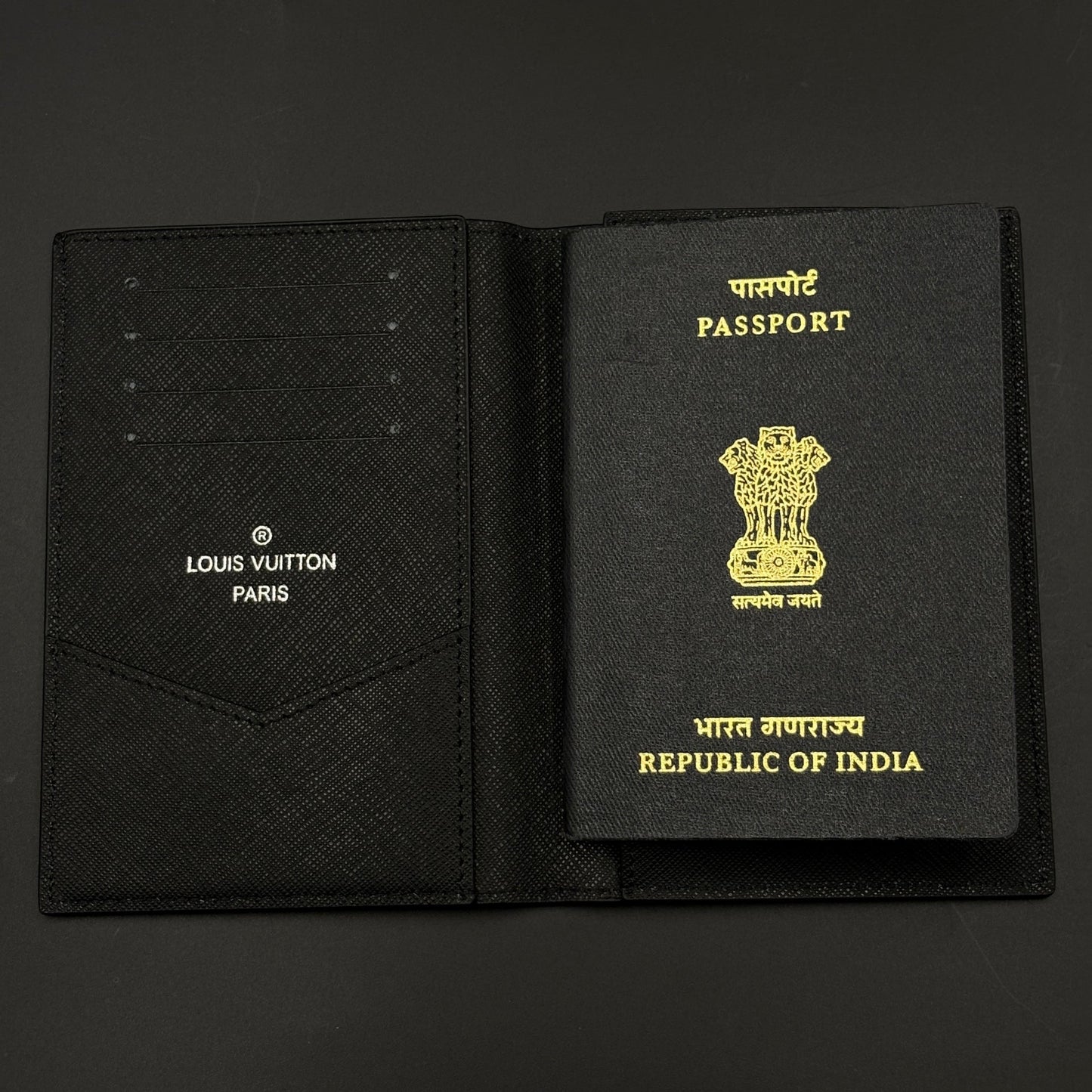 Luxury Monogram Passport Case Cover with Cardholder Slot for Travel with Box