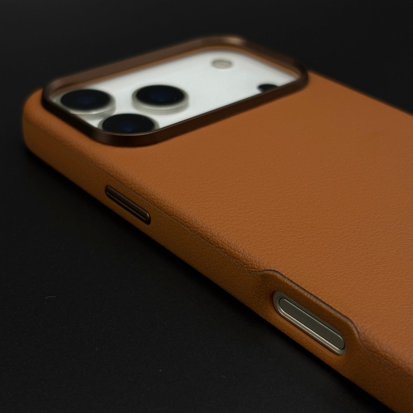 Luxury Leather Shield Hidden MagSafe Mobile Case Cover with Metal Bezel for iPhone 17 Series