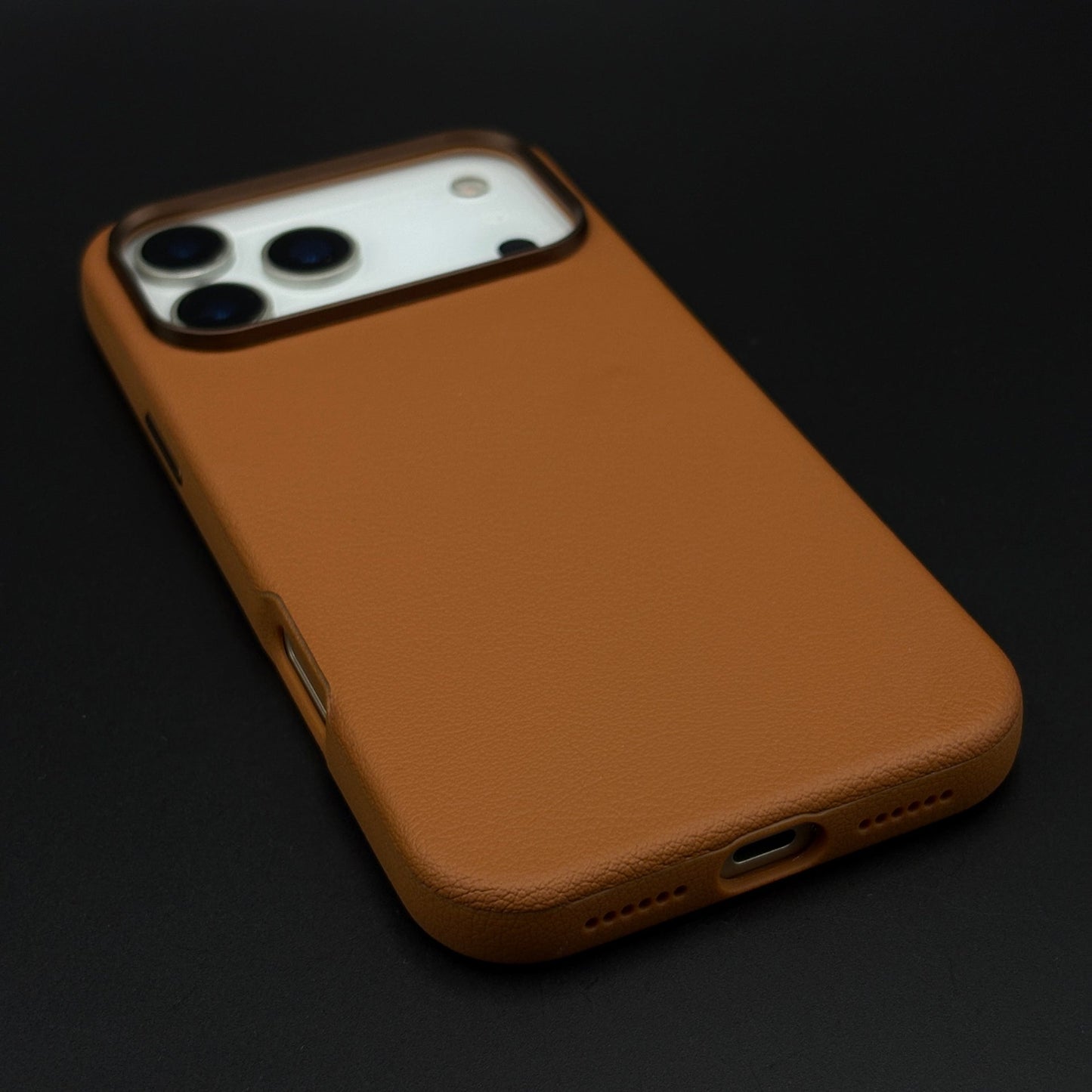Luxury Leather Shield Hidden MagSafe Mobile Case Cover with Metal Bezel for iPhone 17 Series