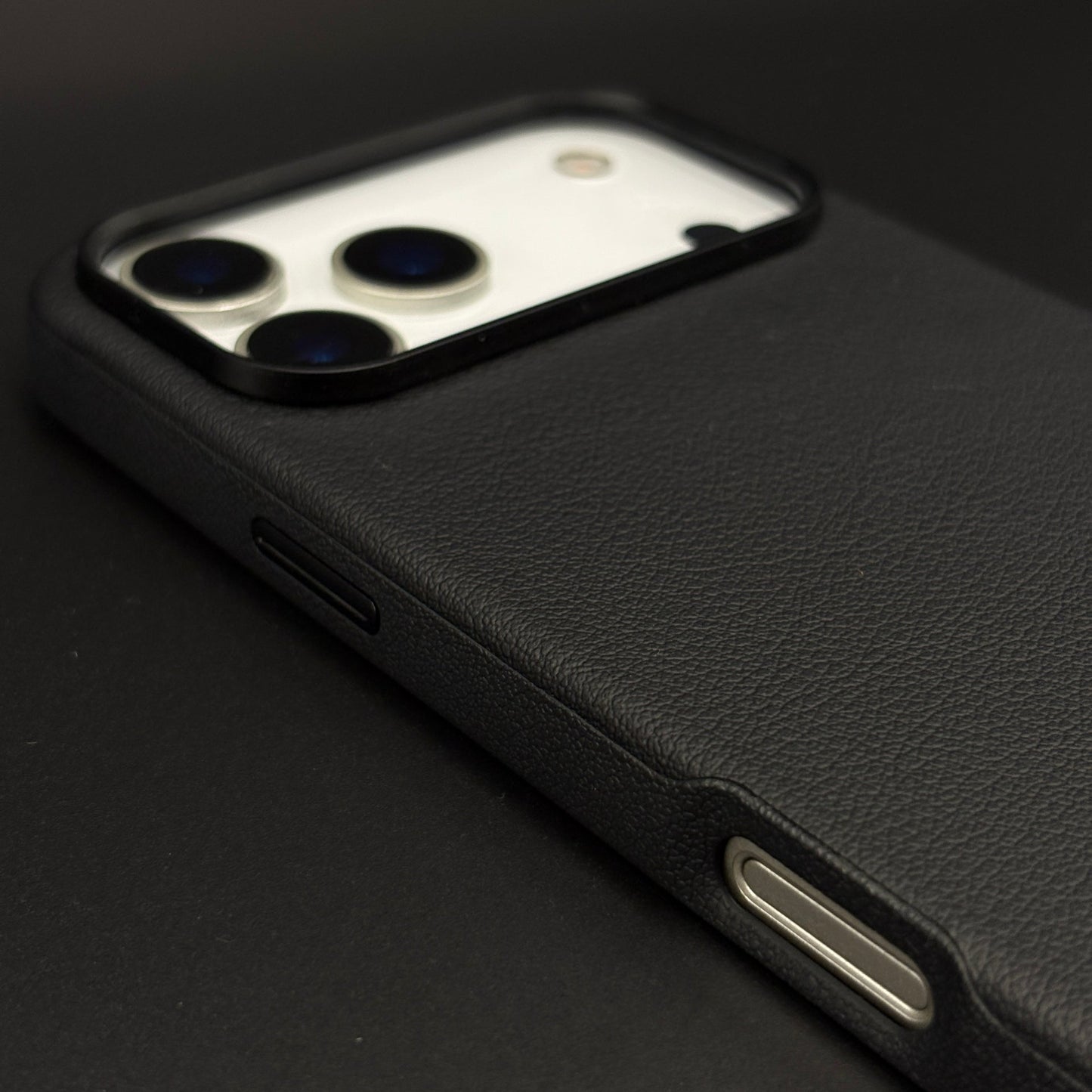 Luxury Leather Shield Hidden MagSafe Mobile Case Cover with Metal Bezel for iPhone 17 Series
