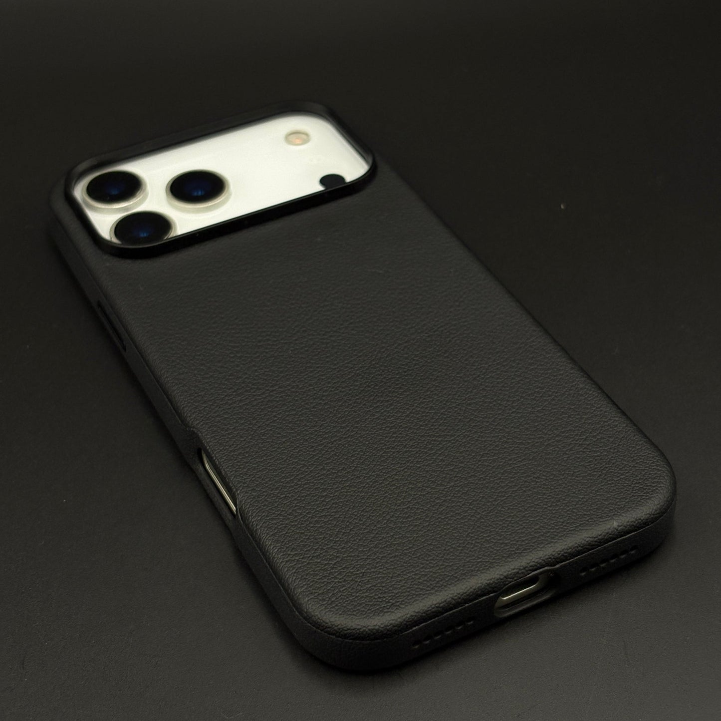 Luxury Leather Shield Hidden MagSafe Mobile Case Cover with Metal Bezel for iPhone 17 Series