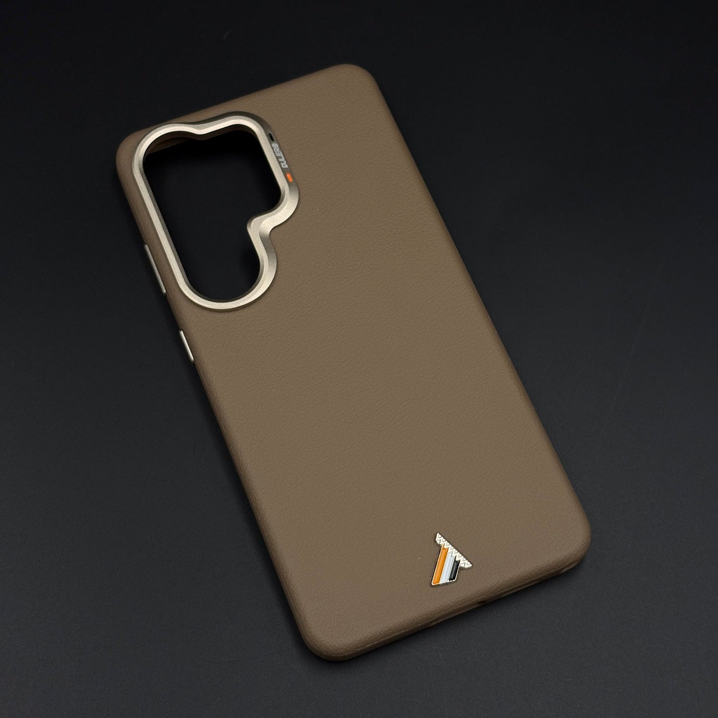 Luxury Leather Raised Gold Bezel Hidden MagSafe Case for Galaxy S26 Ultra