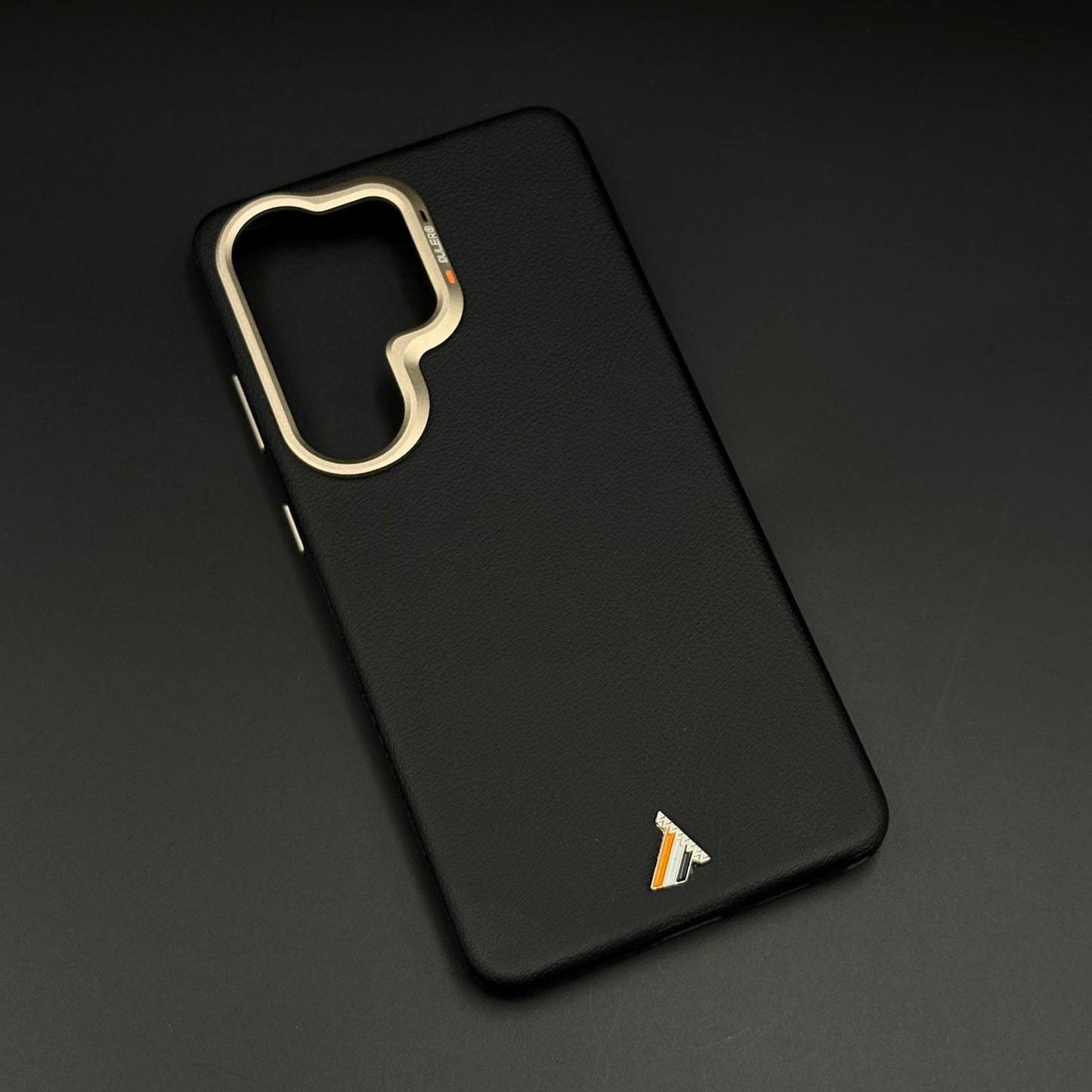Luxury Leather Raised Gold Bezel Hidden MagSafe Case for Galaxy S26 Ultra