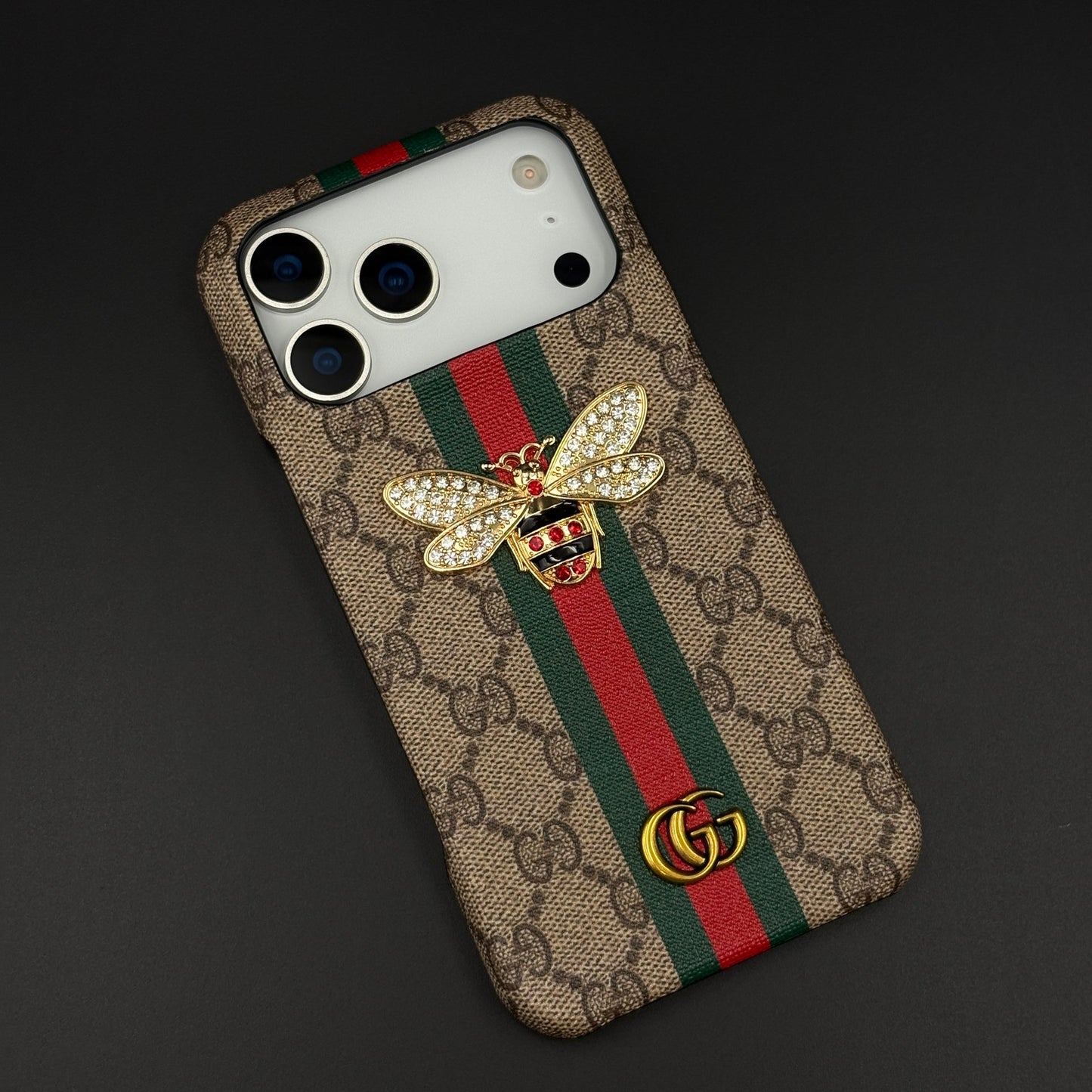GG Bee Stripe Designer Case for iPhone 17 Series | Luxury Stripe Bee Pattern Cover