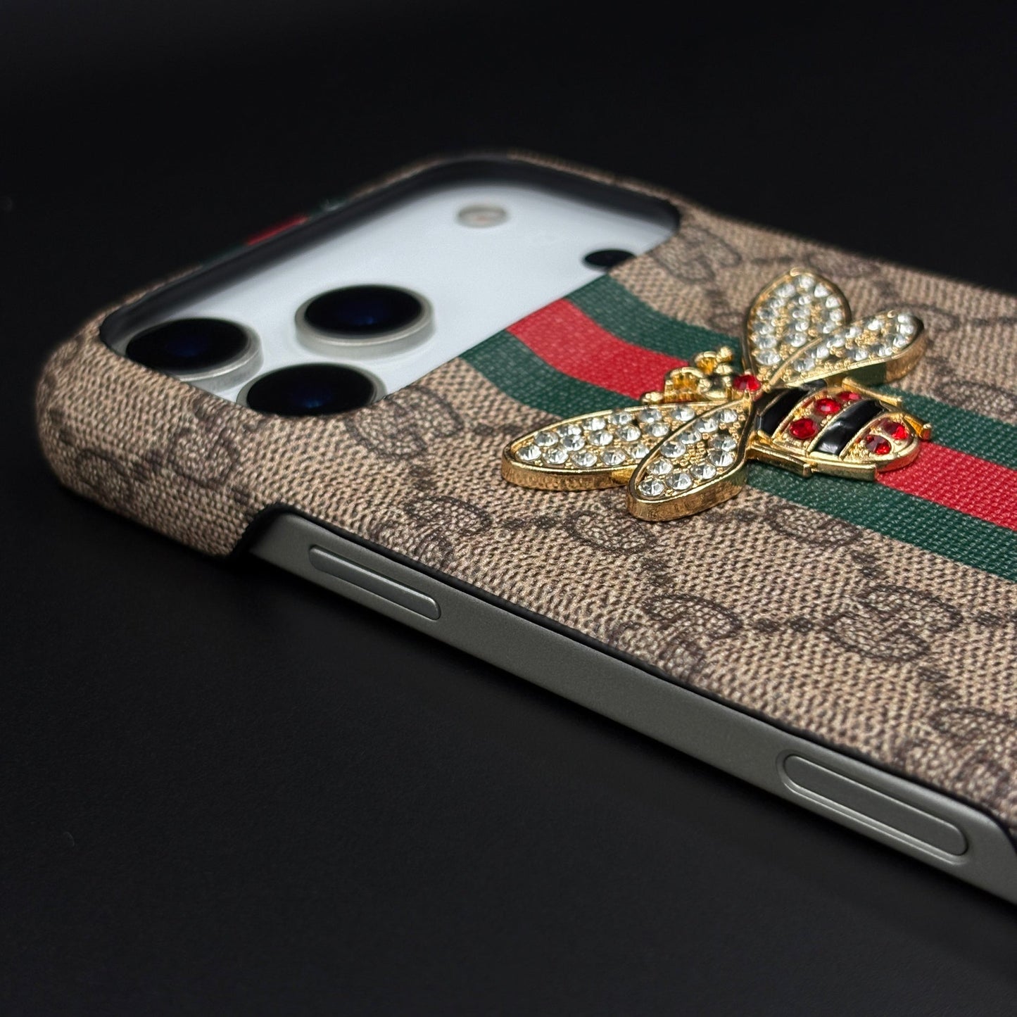 GG Bee Stripe Designer Case for iPhone 17 Series | Luxury Stripe Bee Pattern Cover