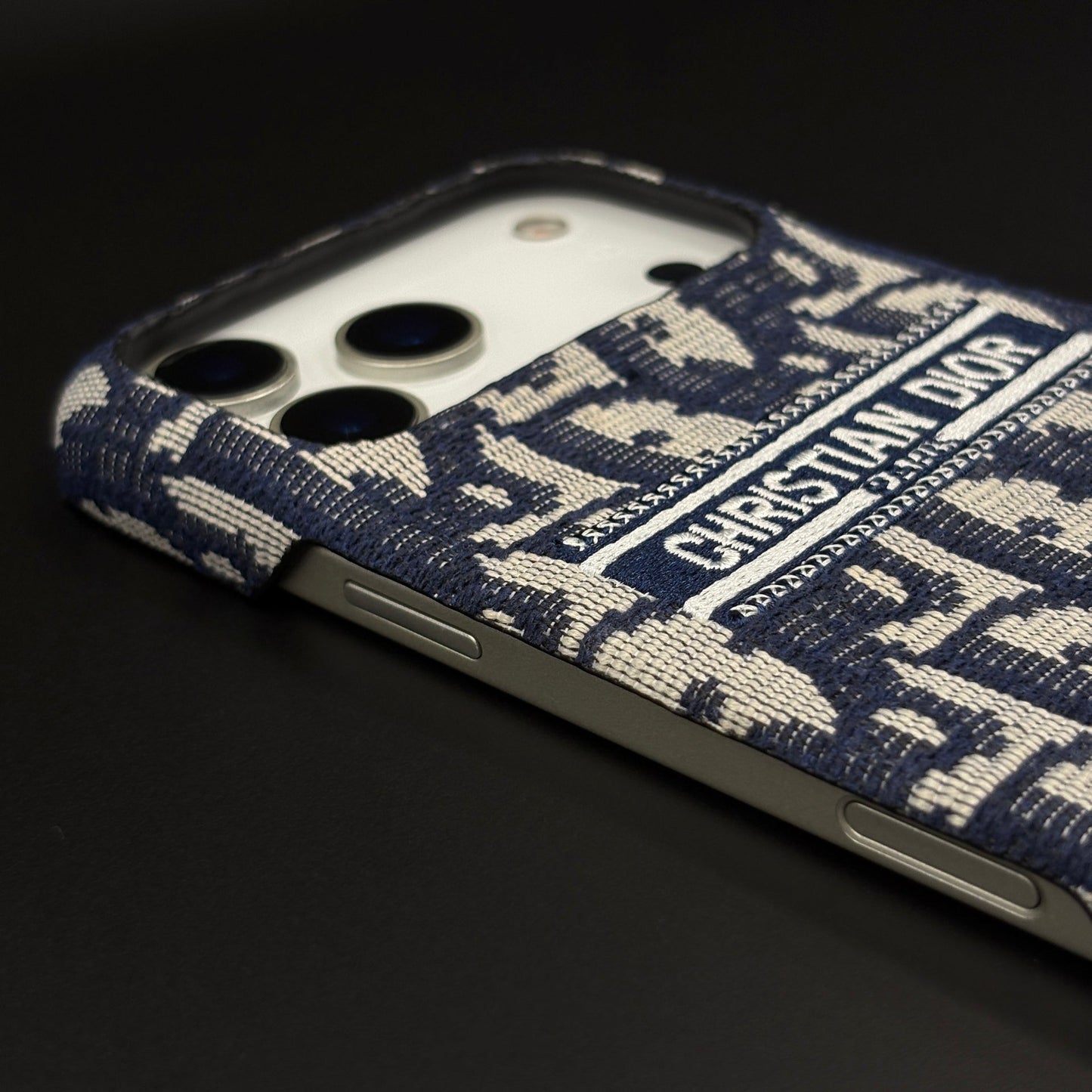 Embroidered Designer Fabric CD Case for iPhone 17 Series | Sophisticated Slim Cover