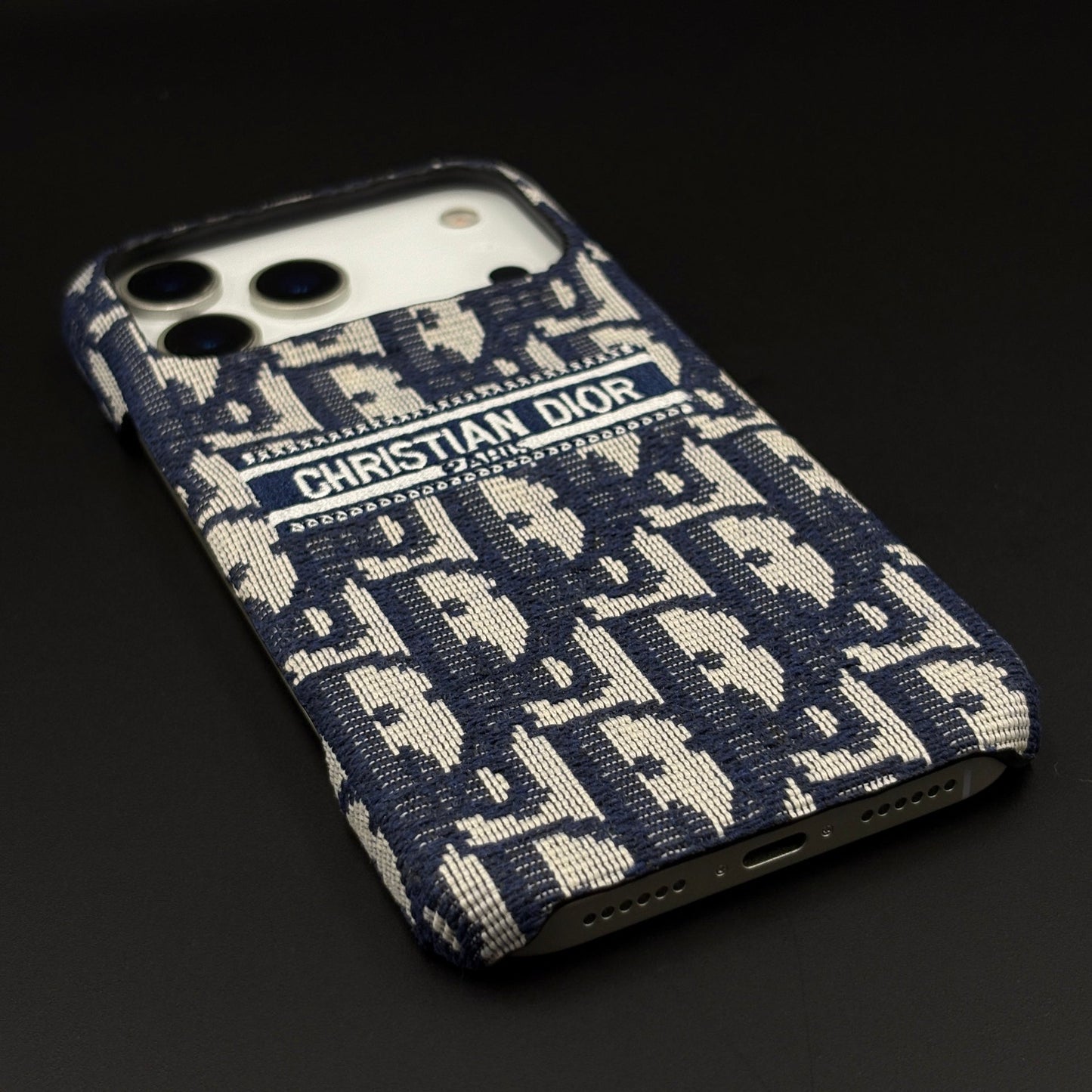 Embroidered Designer Fabric CD Case for iPhone 17 Series | Sophisticated Slim Cover