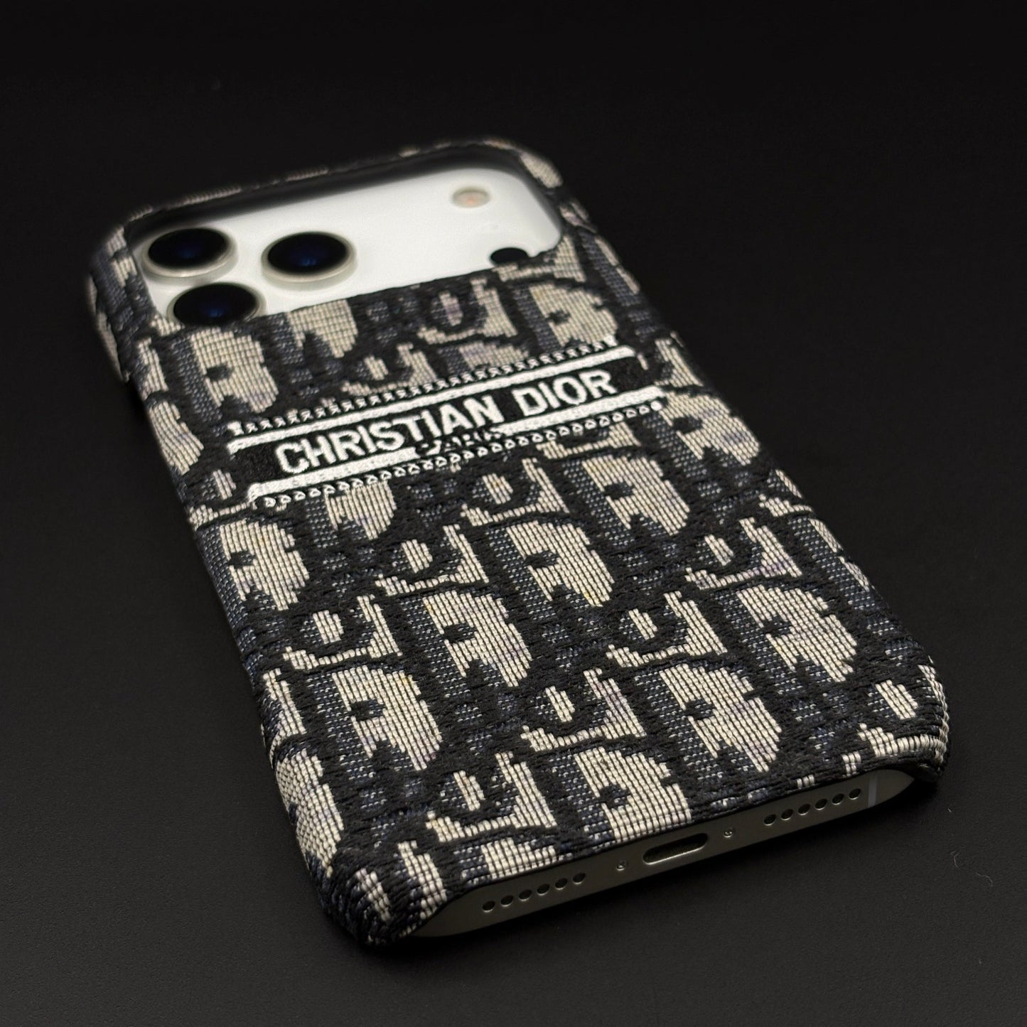 Embroidered Designer Fabric CD Case for iPhone 17 Series | Sophisticated Slim Cover
